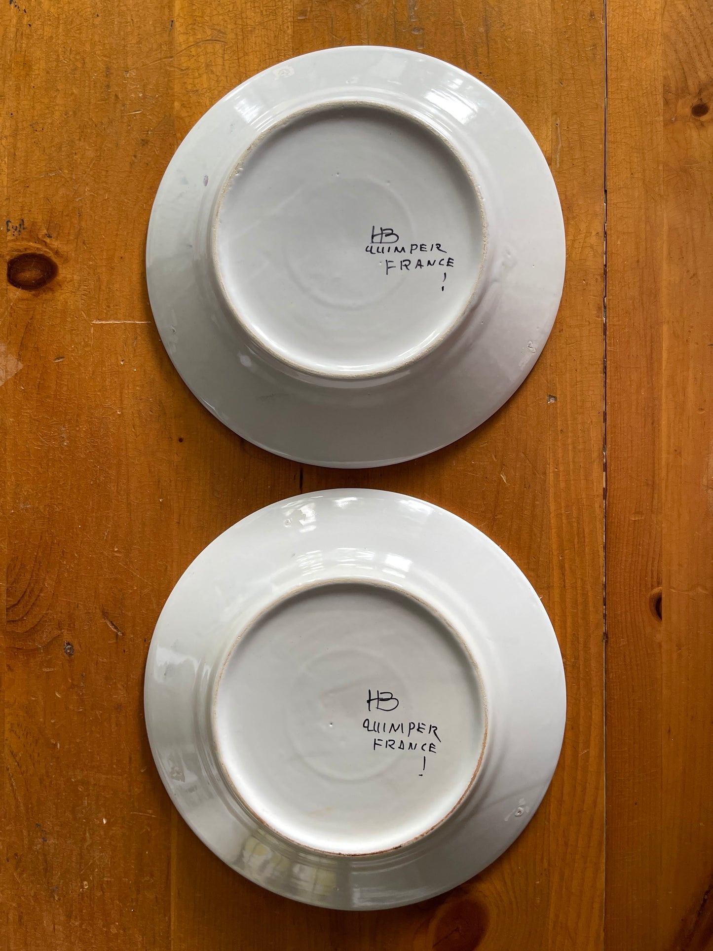 Vintage French HB Quimper Folk Art Plates