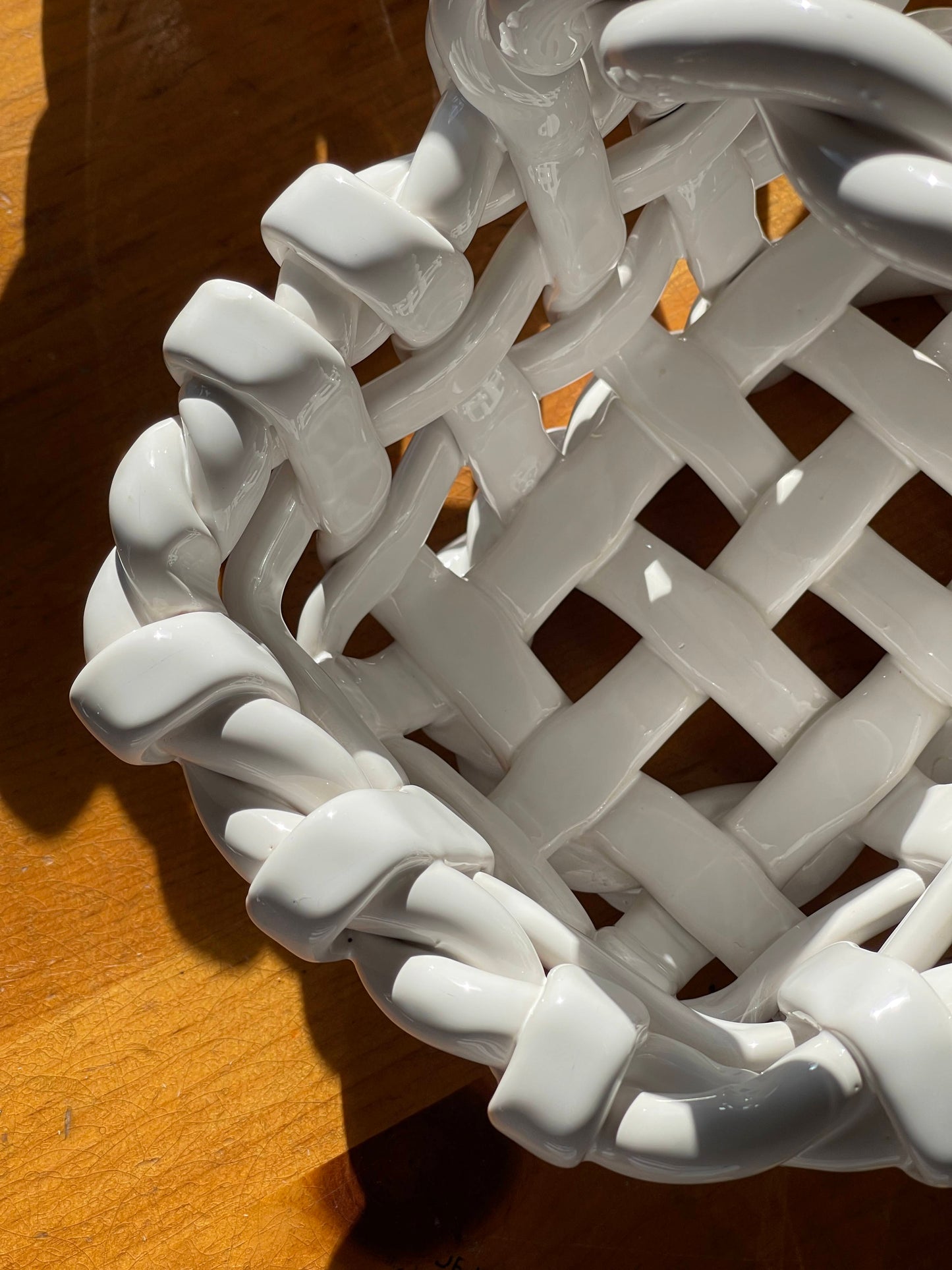 Vintage White Woven Ceramic Baskets