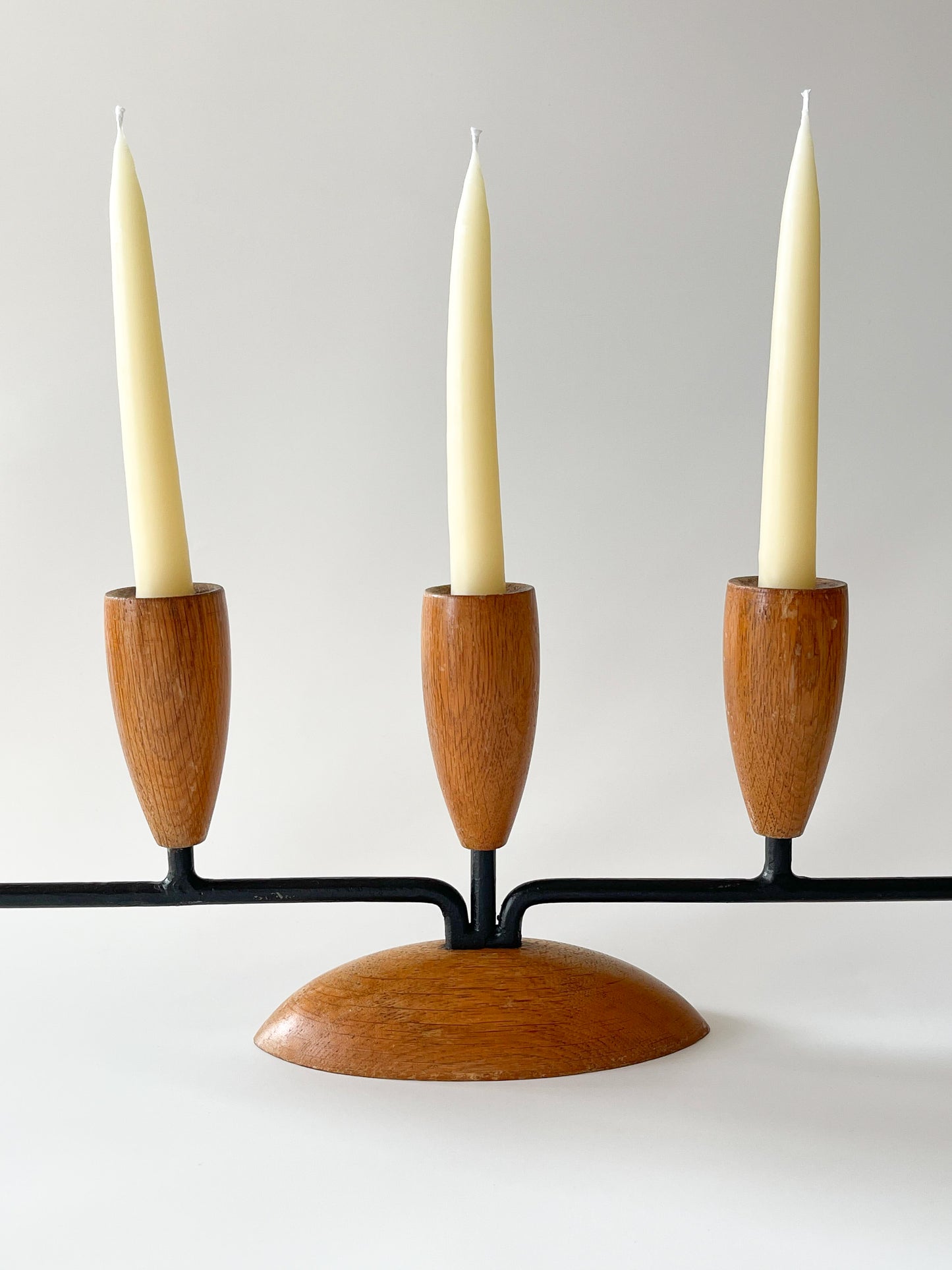 Vintage Midcentury Danish Wood 5-Arm Candelabra