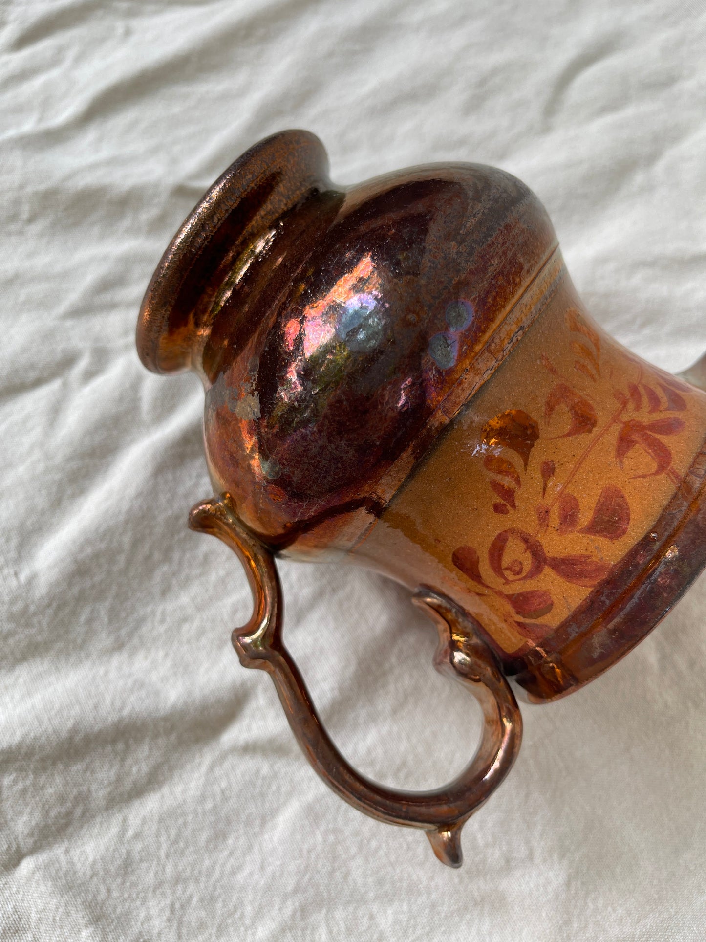 Antique Staffordshire Copper Lustre Pitcher
