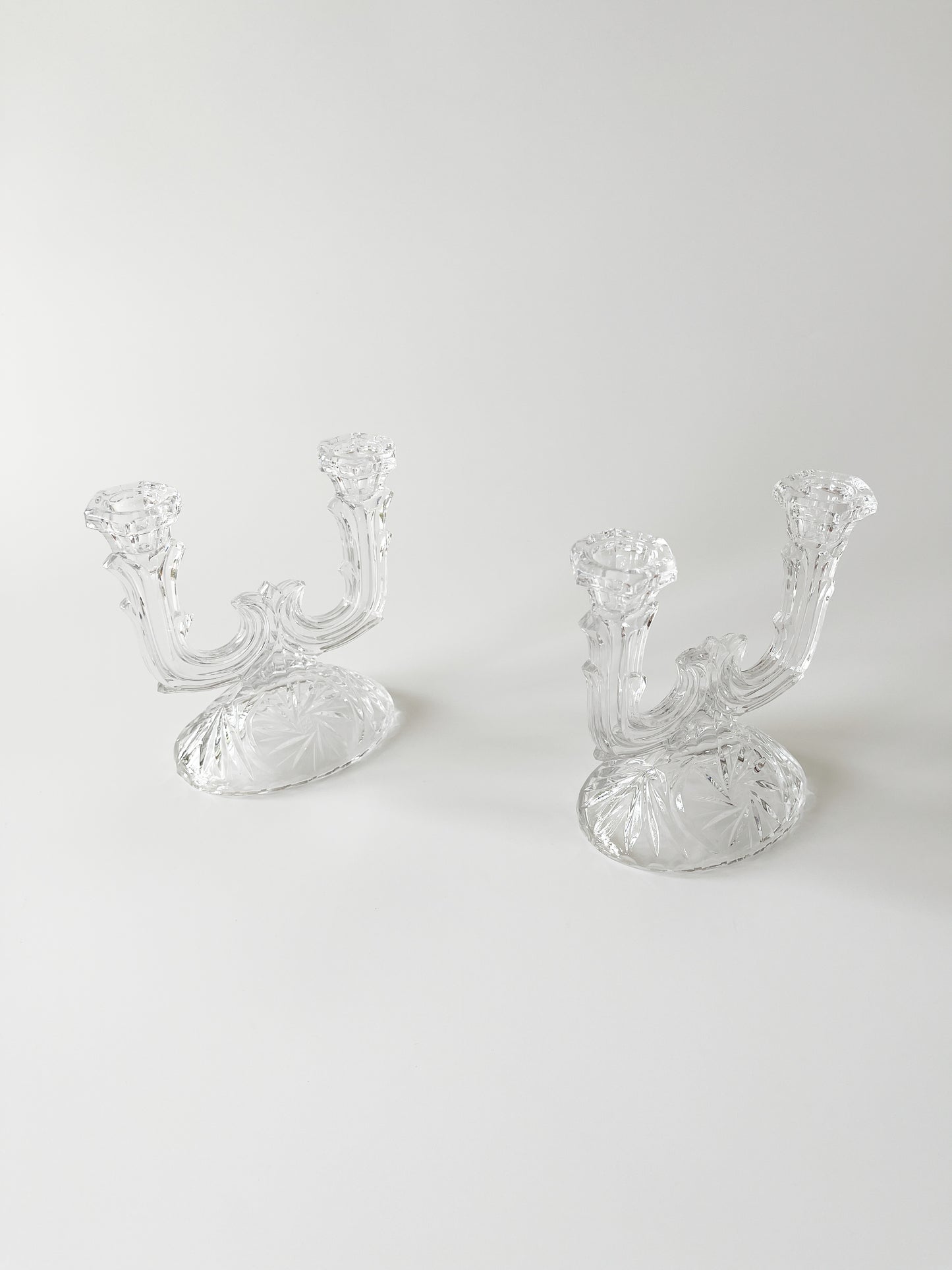 Vintage Cut Crystal Double Candle Holders