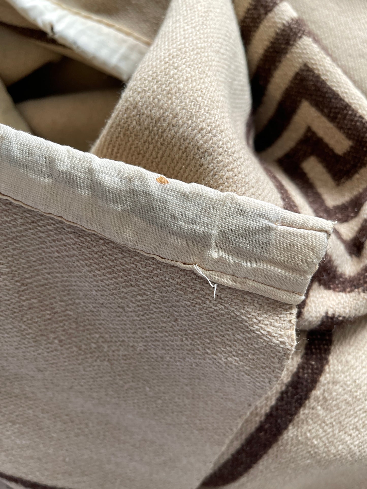 Vintage Greek Key Wool Blanket / Throw