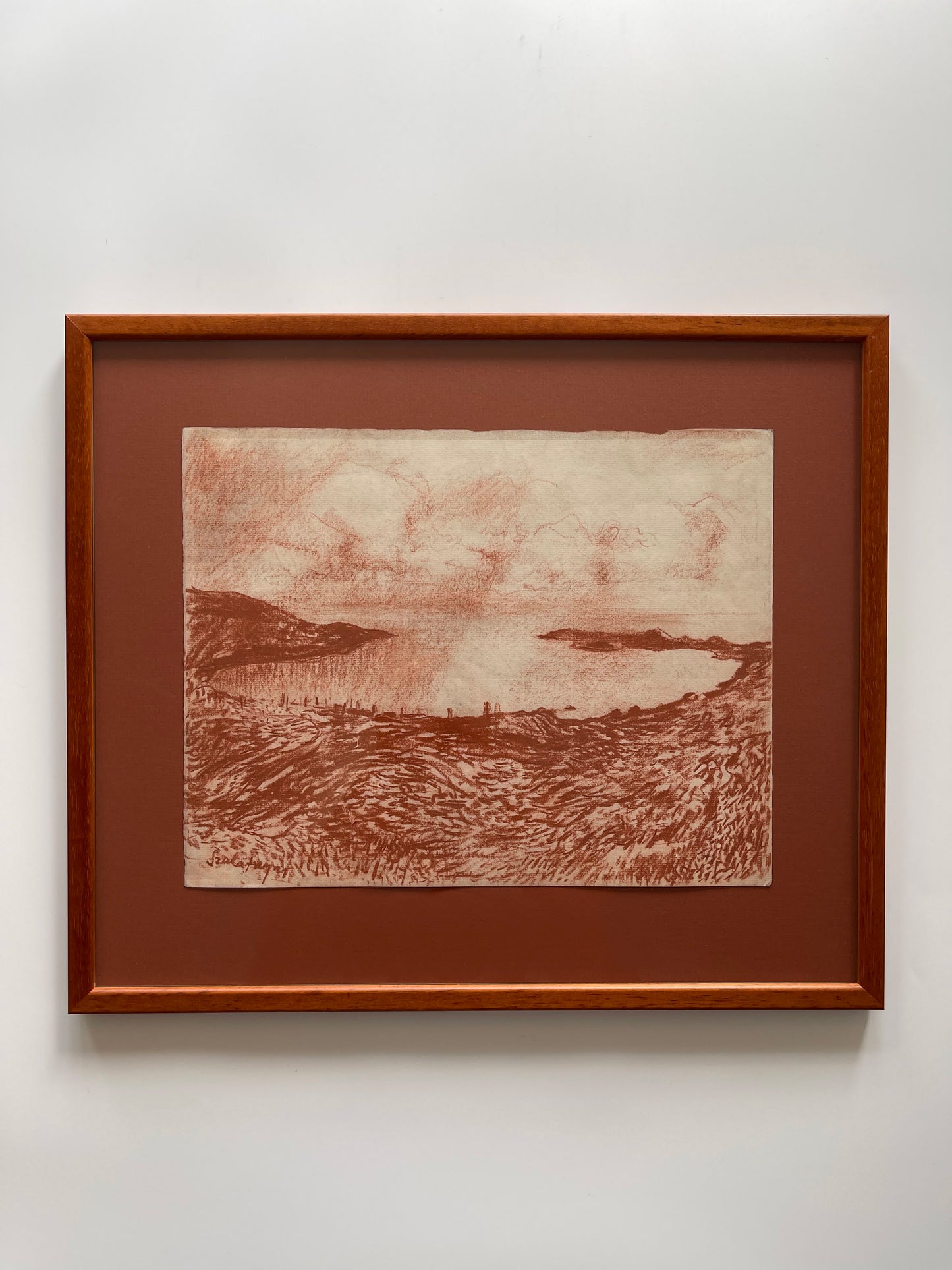 Vintage Framed Pastel Landscape Study on Paper, Unknown Artist