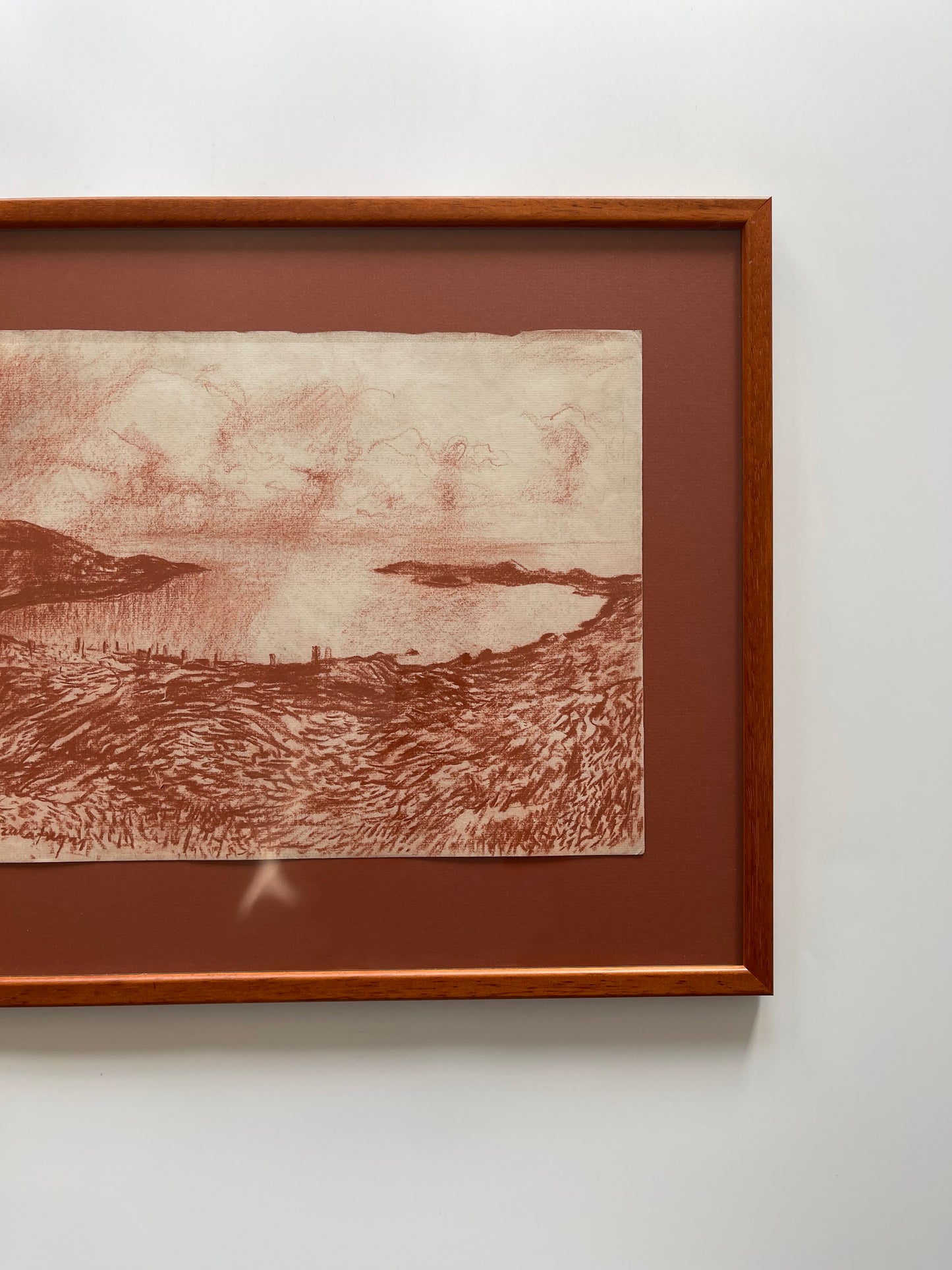 Vintage Framed Pastel Landscape Study on Paper, Unknown Artist