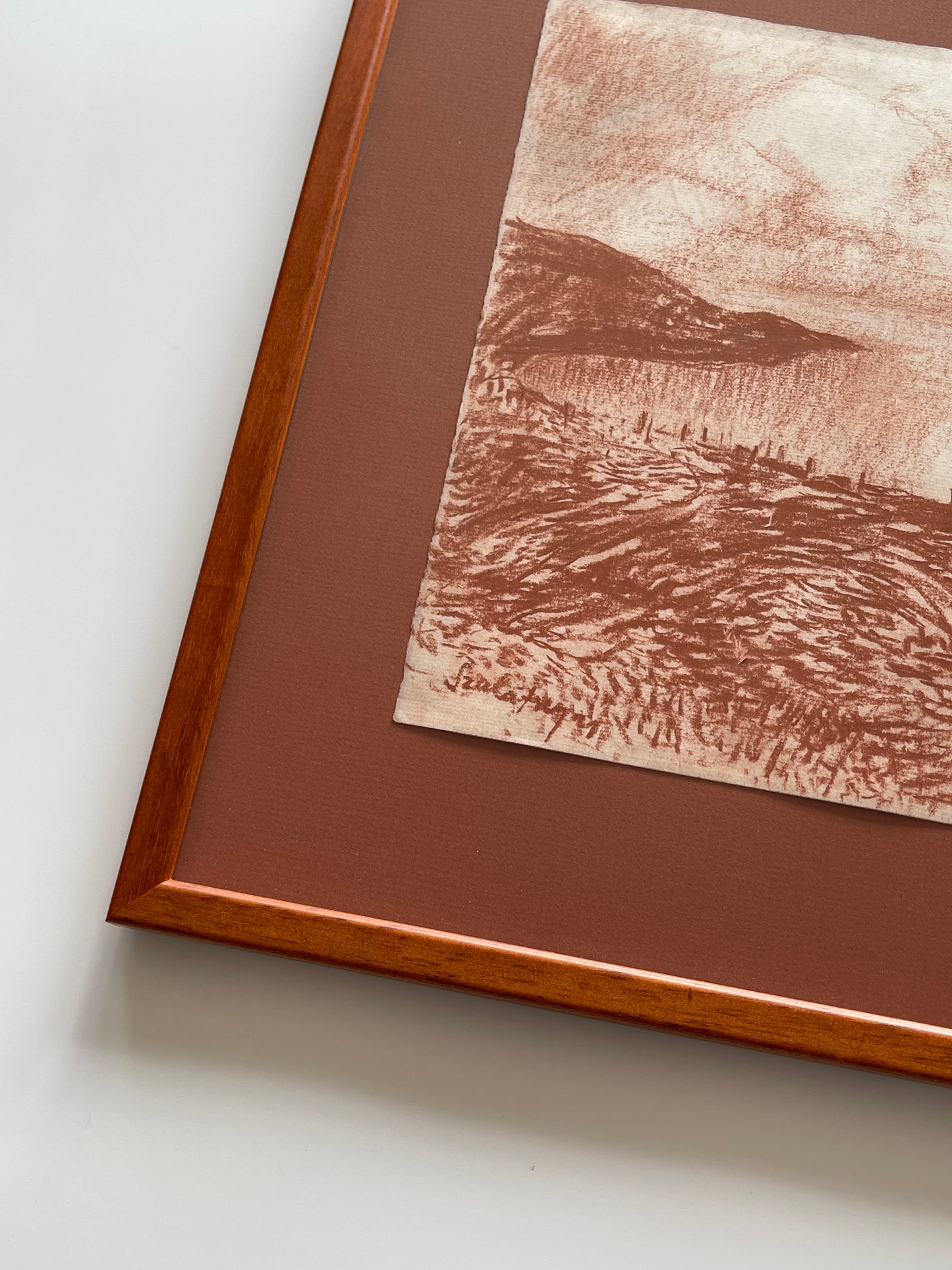 Vintage Framed Pastel Landscape Study on Paper, Unknown Artist