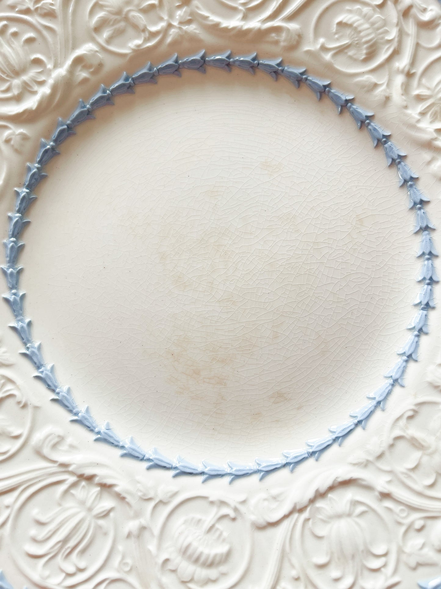 Vintage Wedgwood Embossed Queensware Patrician Blue Laurel Plates 9.25"