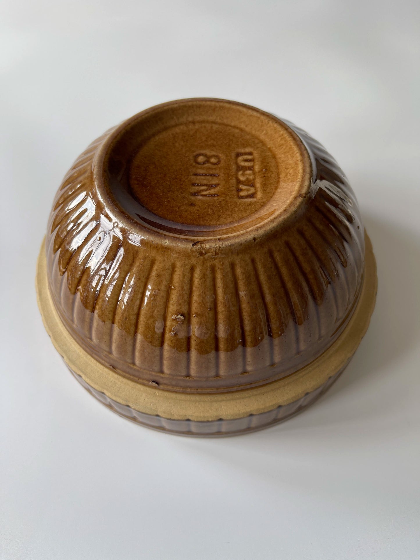 Vintage Primitive Brown Stoneware Mixing Bowl