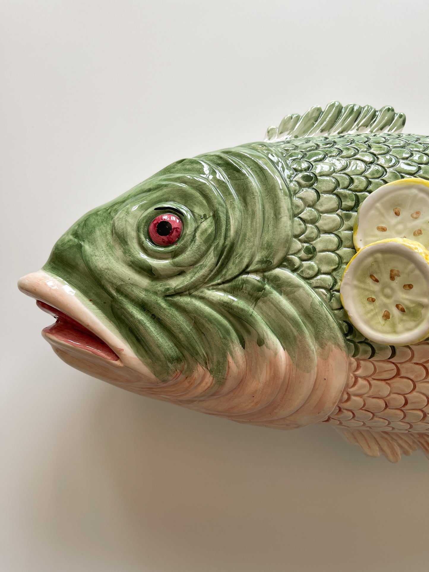 Vintage Italian Hand-Painted Ceramic Lidded Fish Platter