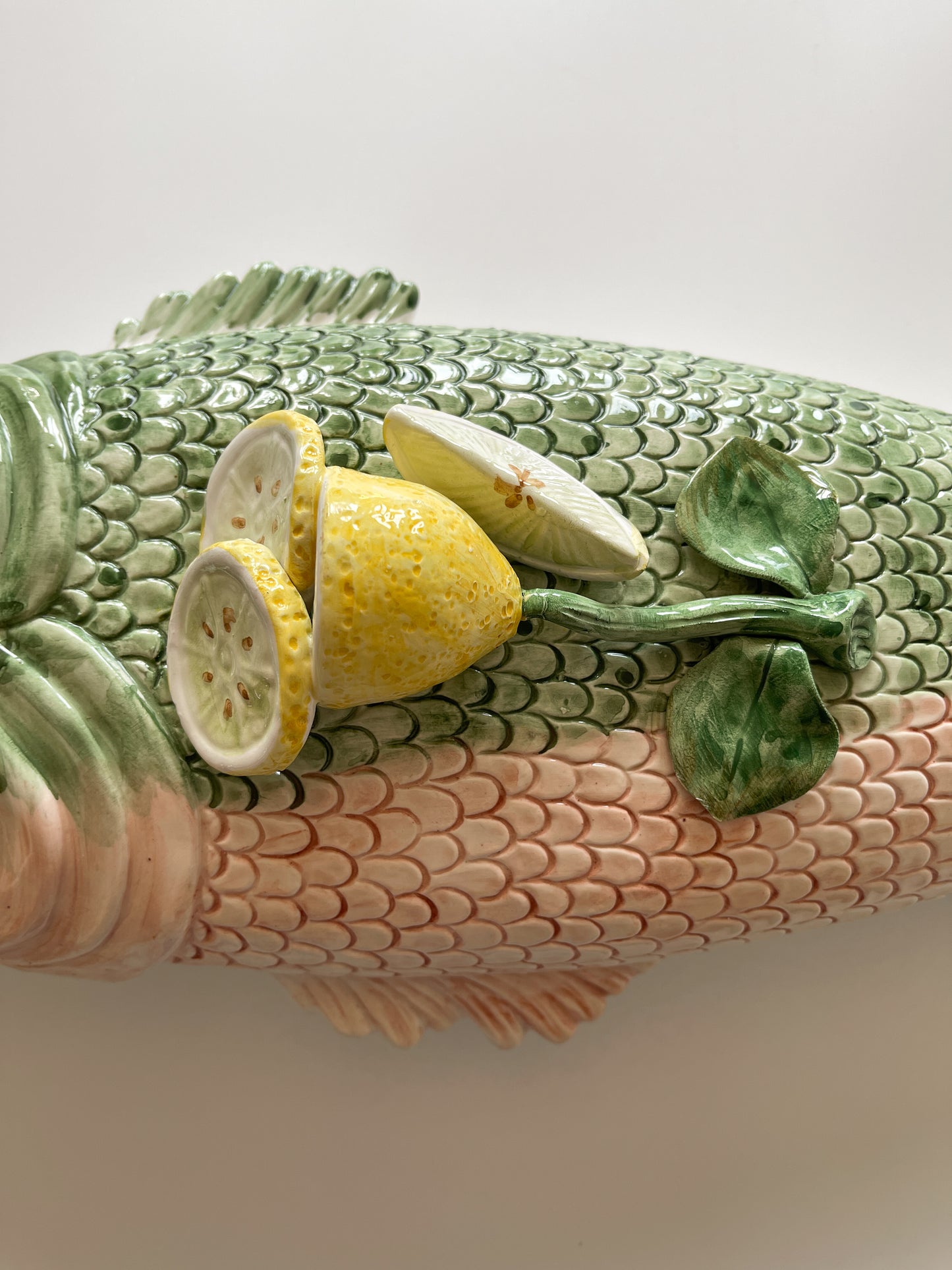 Vintage Italian Hand-Painted Ceramic Lidded Fish Platter