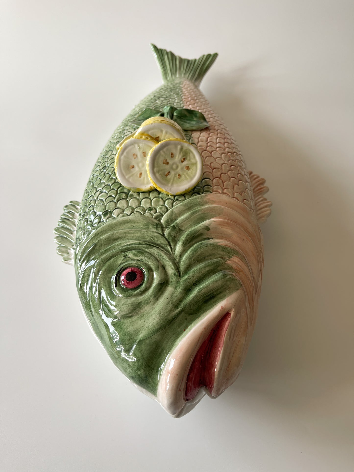 Vintage Italian Hand-Painted Ceramic Lidded Fish Platter