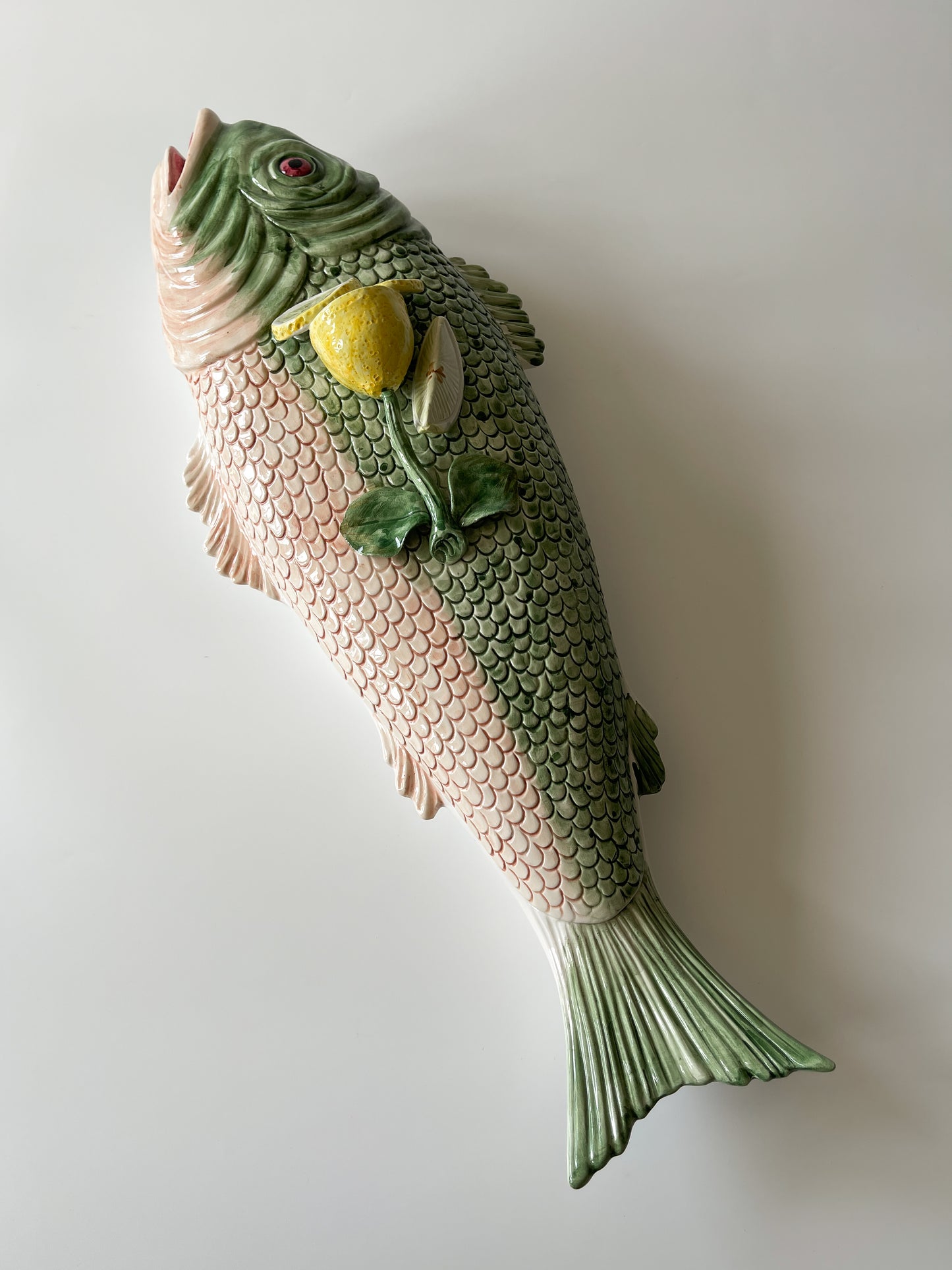 Vintage Italian Hand-Painted Ceramic Lidded Fish Platter