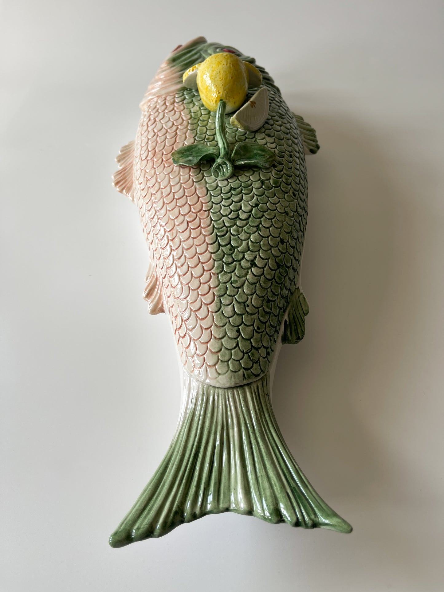 Vintage Italian Hand-Painted Ceramic Lidded Fish Platter