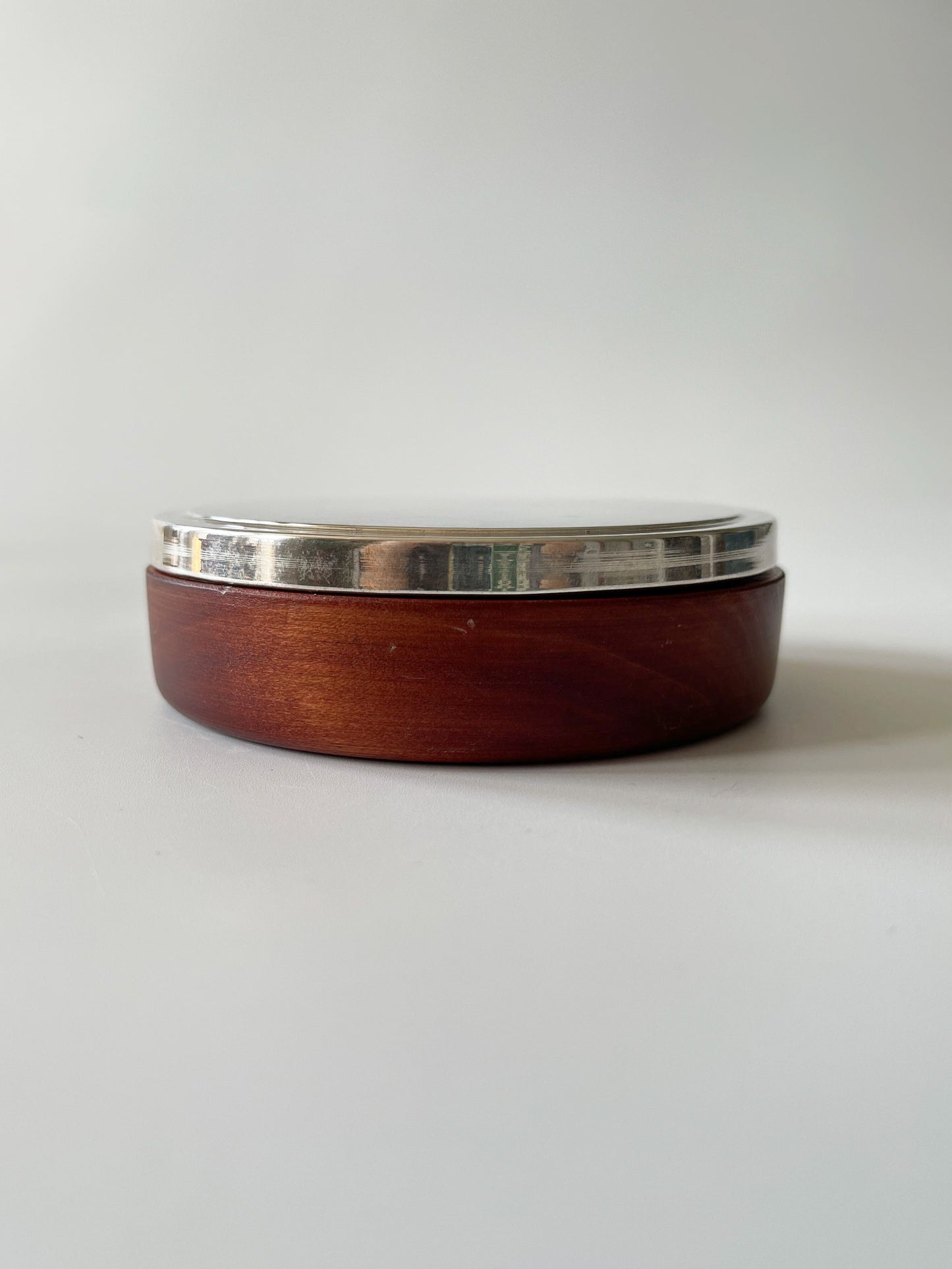Vintage Il Leone Italian Sterling Silver Wood Trinket Box