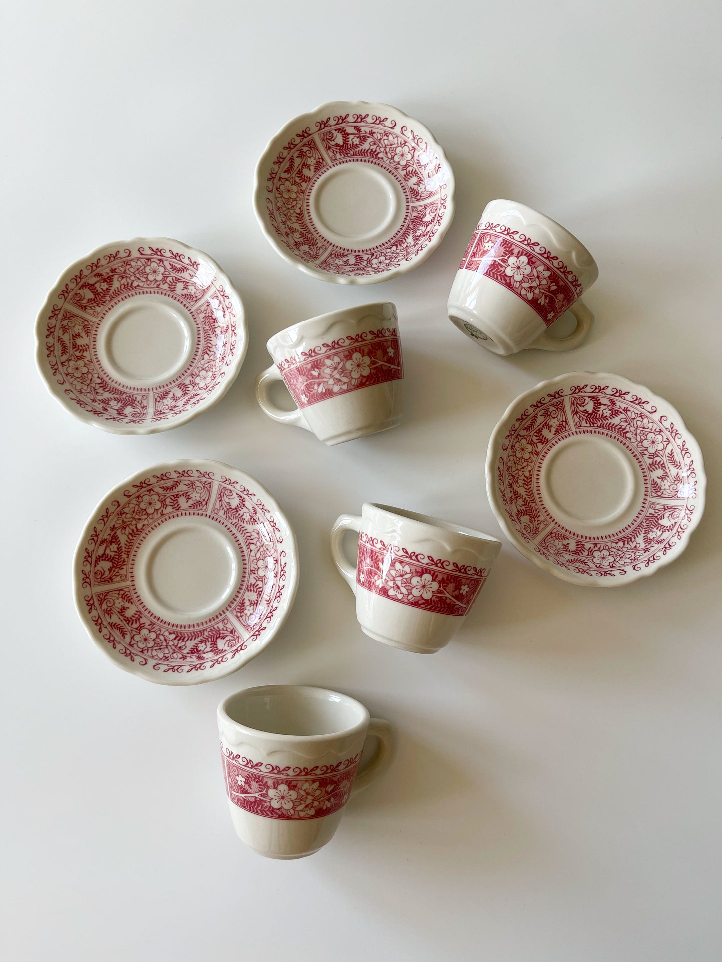 Vintage Syracuse China Strawberry Hill Restaurantware Cups & Saucers