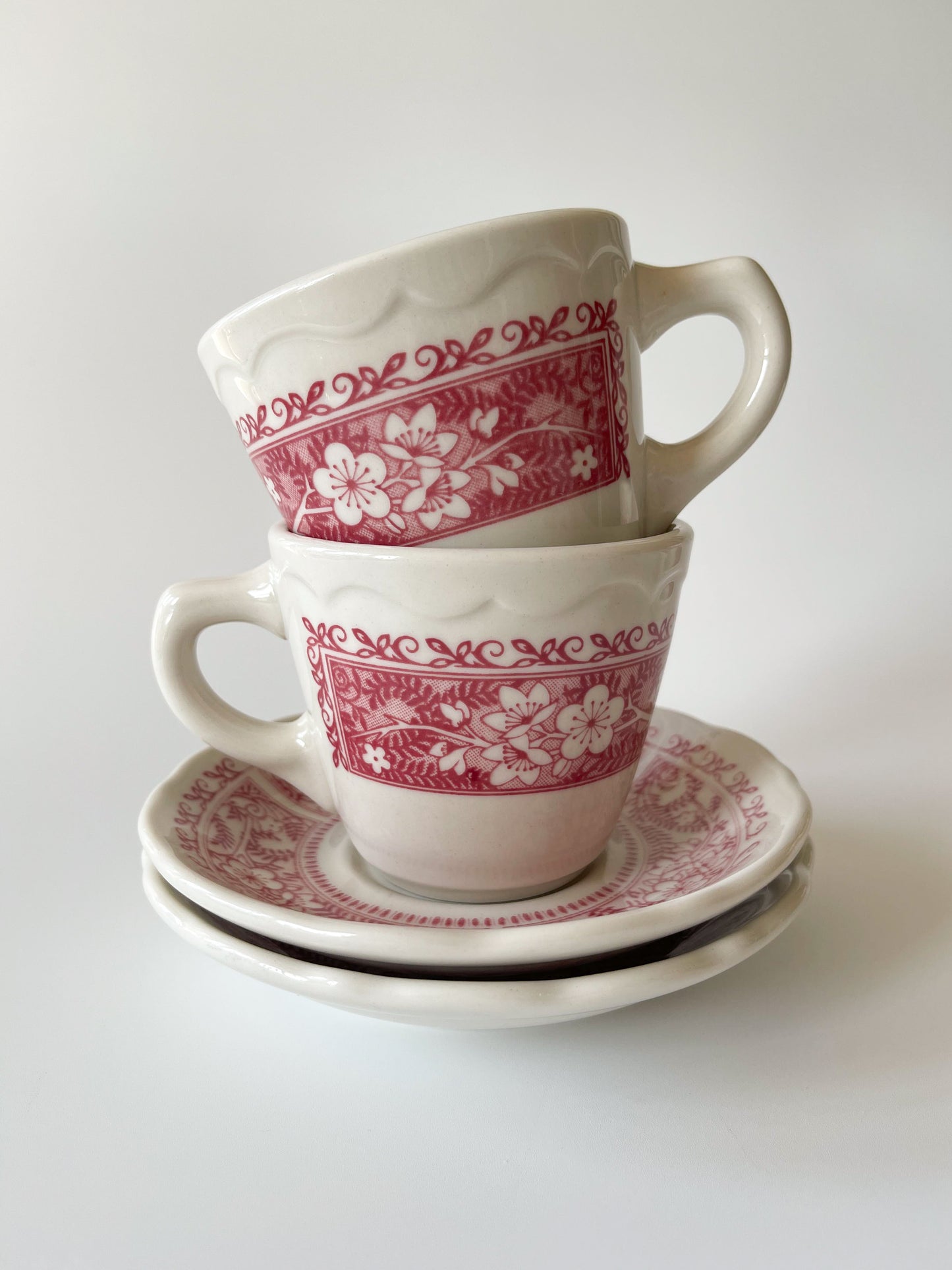 Vintage Syracuse China Strawberry Hill Restaurantware Cups & Saucers