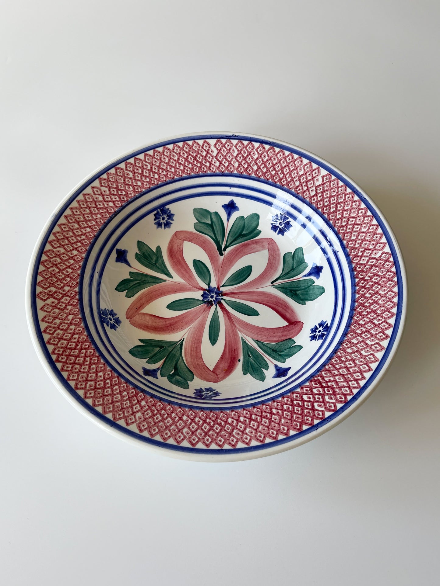 Large NIMY Belgian Hand Painted Spongeware Bowl