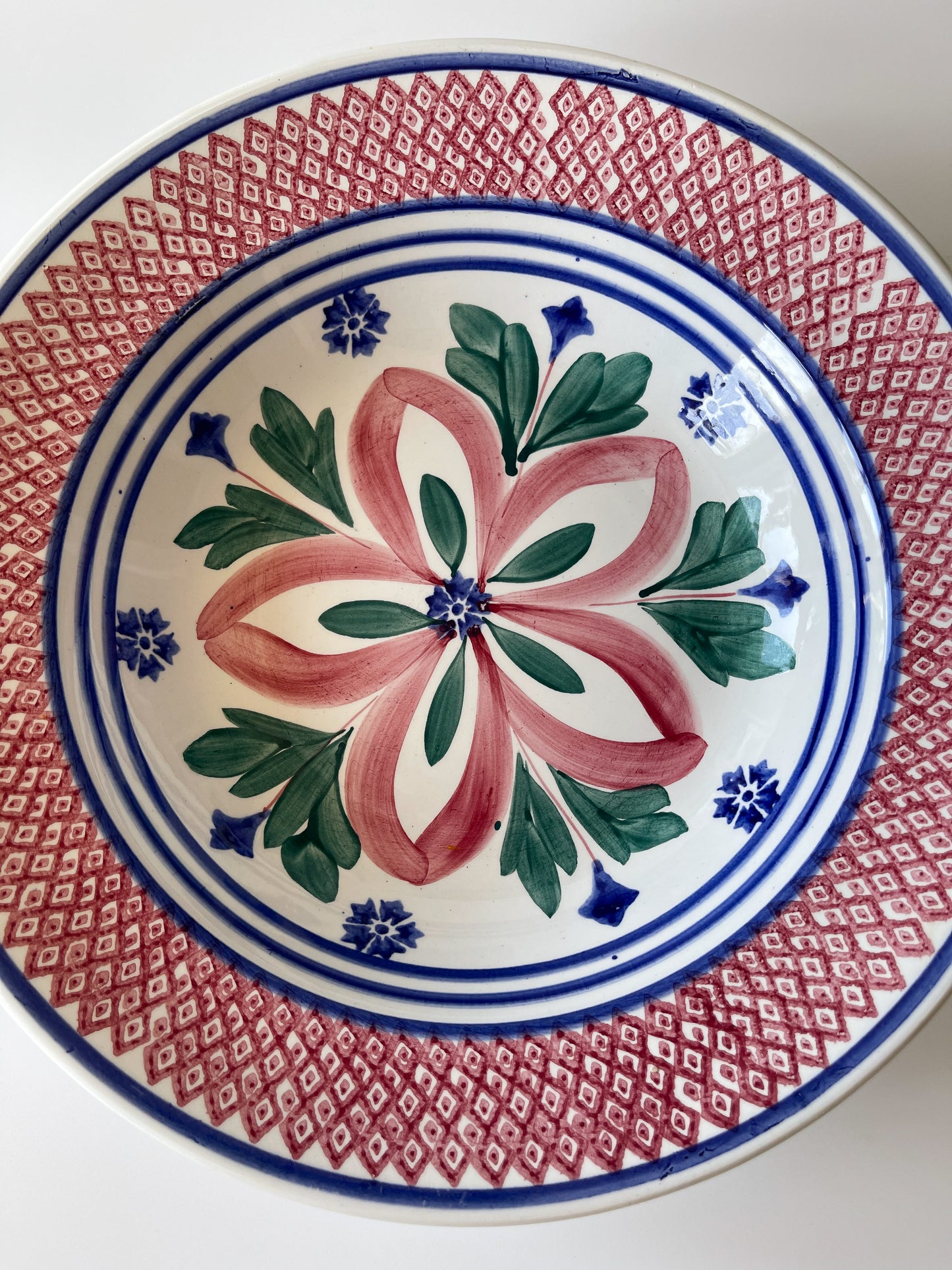Large NIMY Belgian Hand Painted Spongeware Bowl
