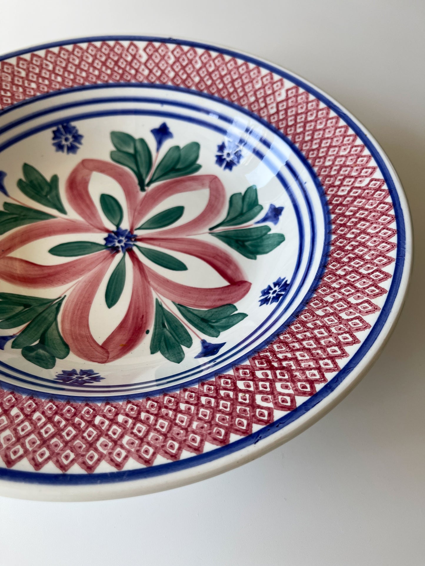 Large NIMY Belgian Hand Painted Spongeware Bowl