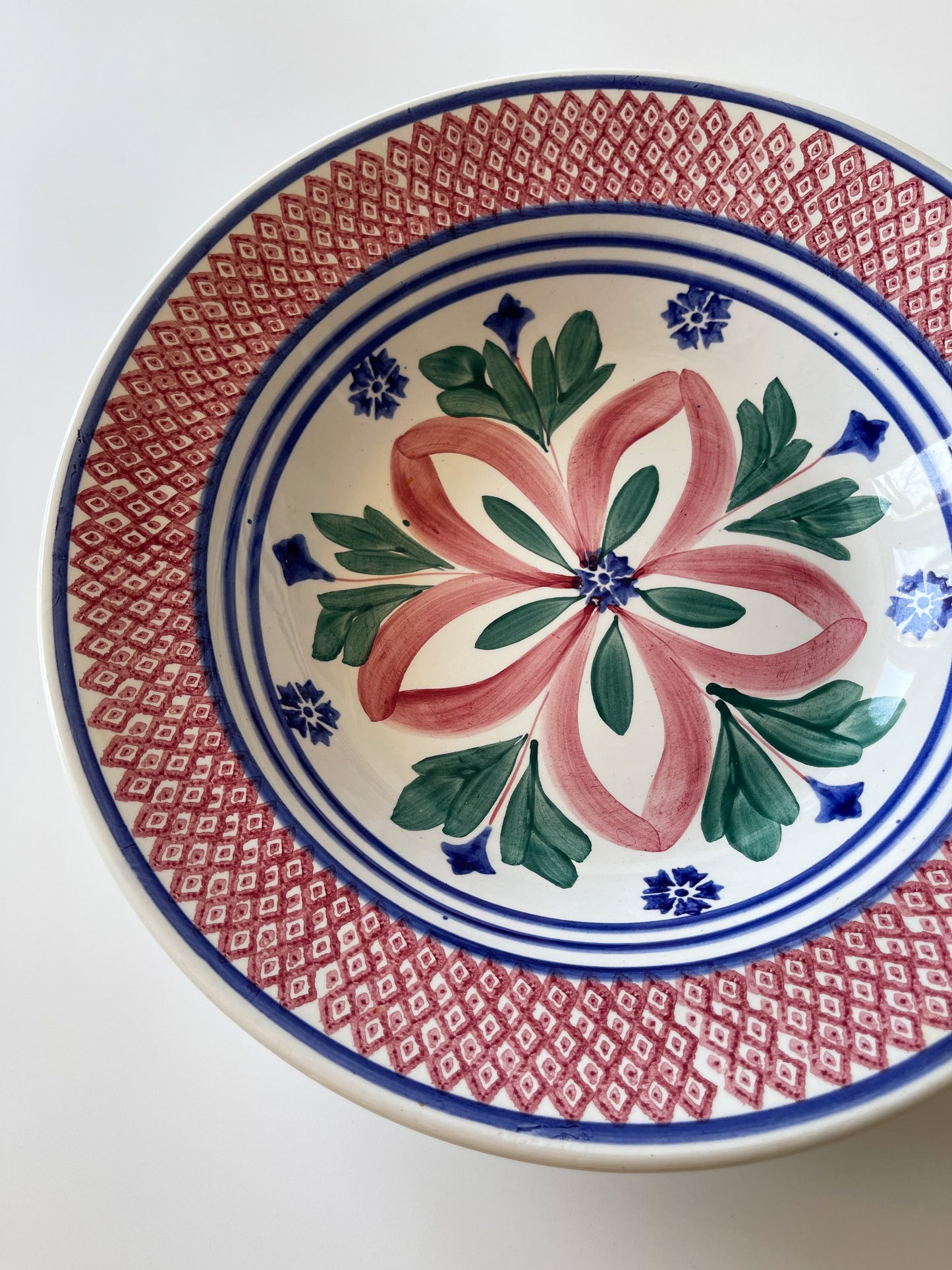 Large NIMY Belgian Hand Painted Spongeware Bowl