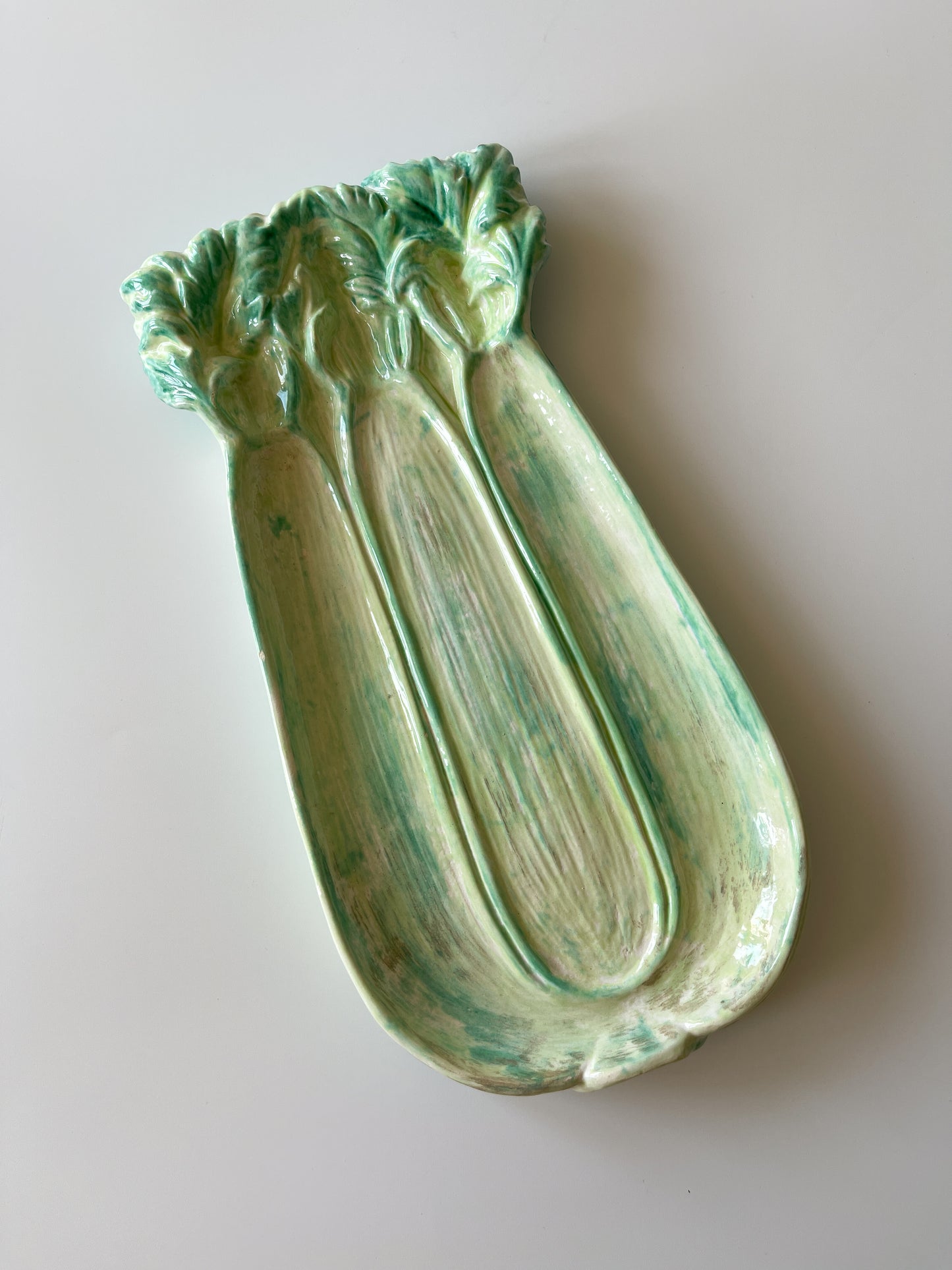 Vintage Hand-Painted Ceramic Celery Dish