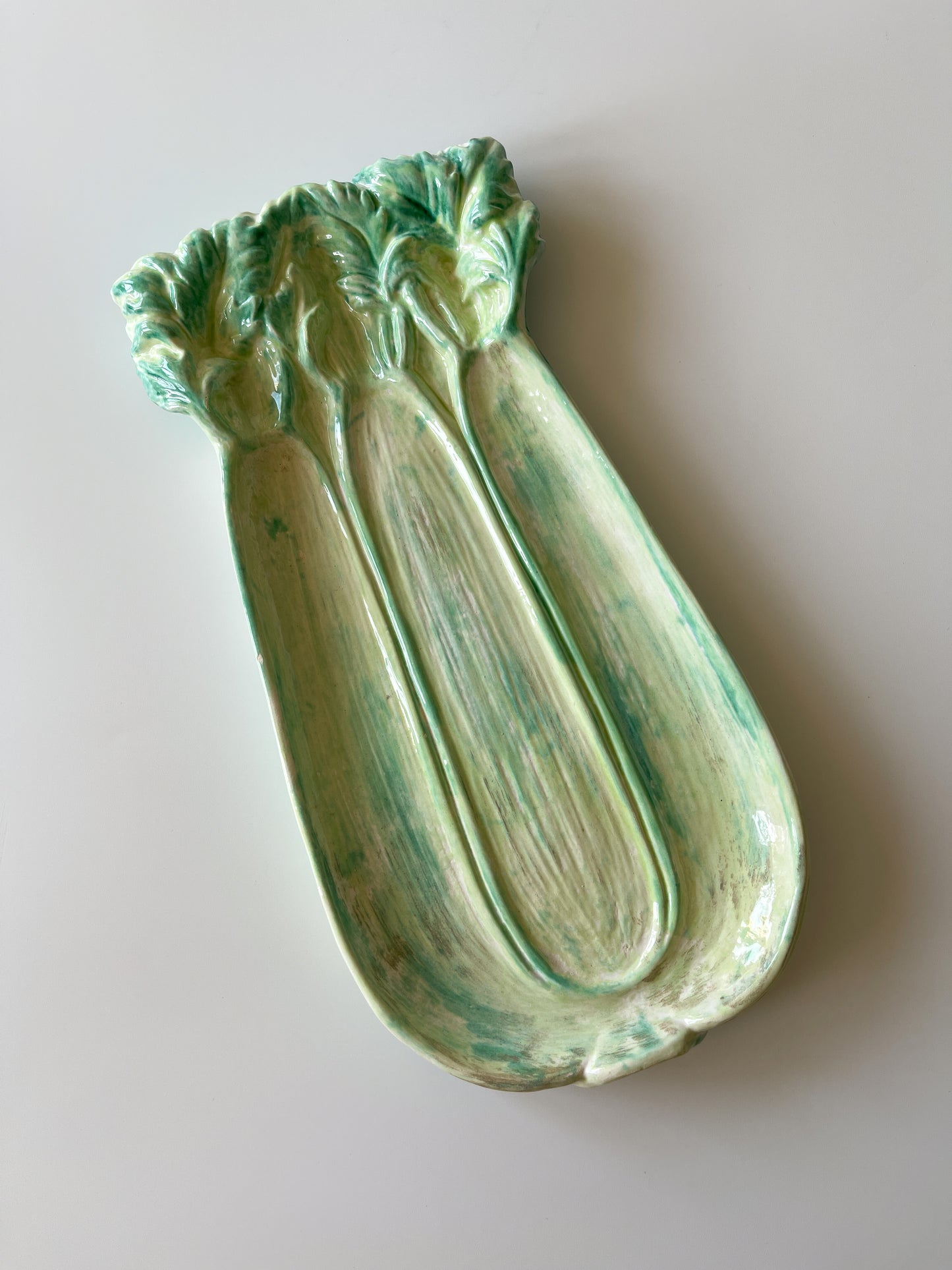 Vintage Hand-Painted Ceramic Celery Dish