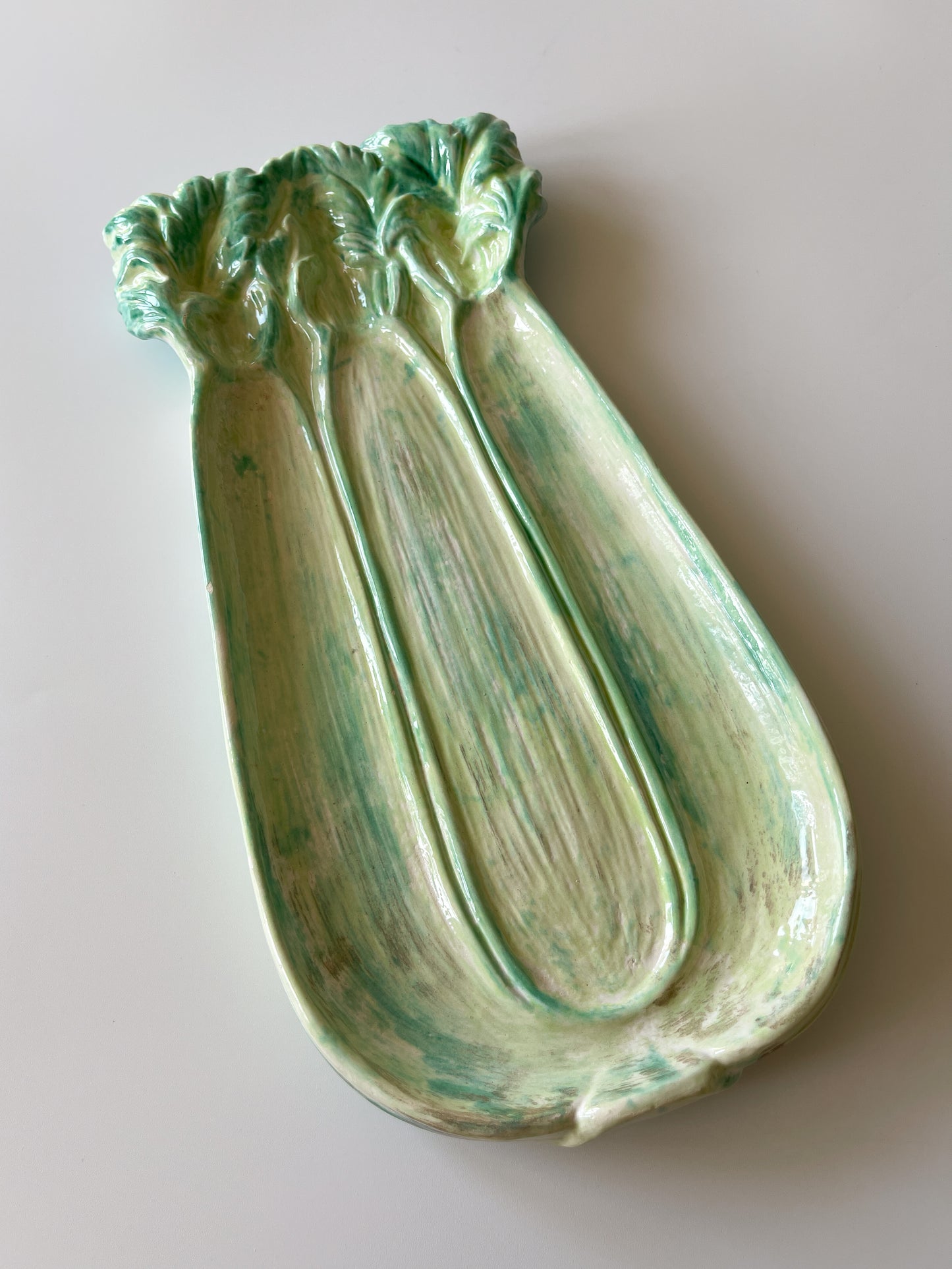 Vintage Hand-Painted Ceramic Celery Dish