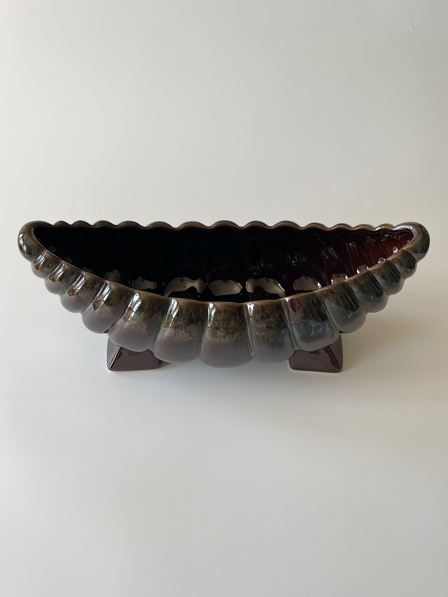 Vintage Organic Modern Footed Mantle Vase