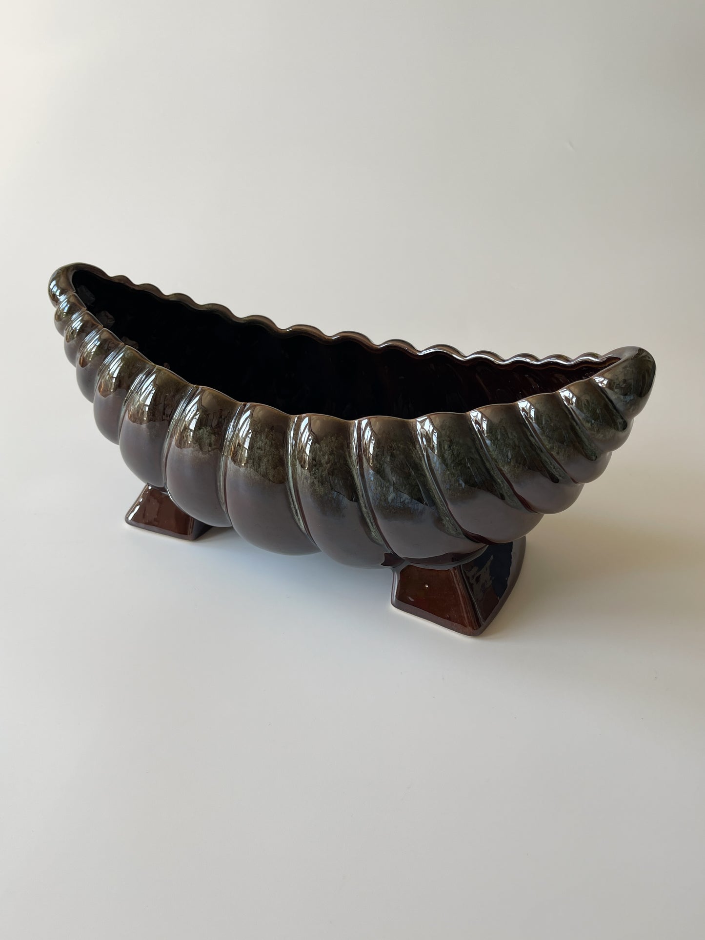 Vintage Organic Modern Footed Mantle Vase