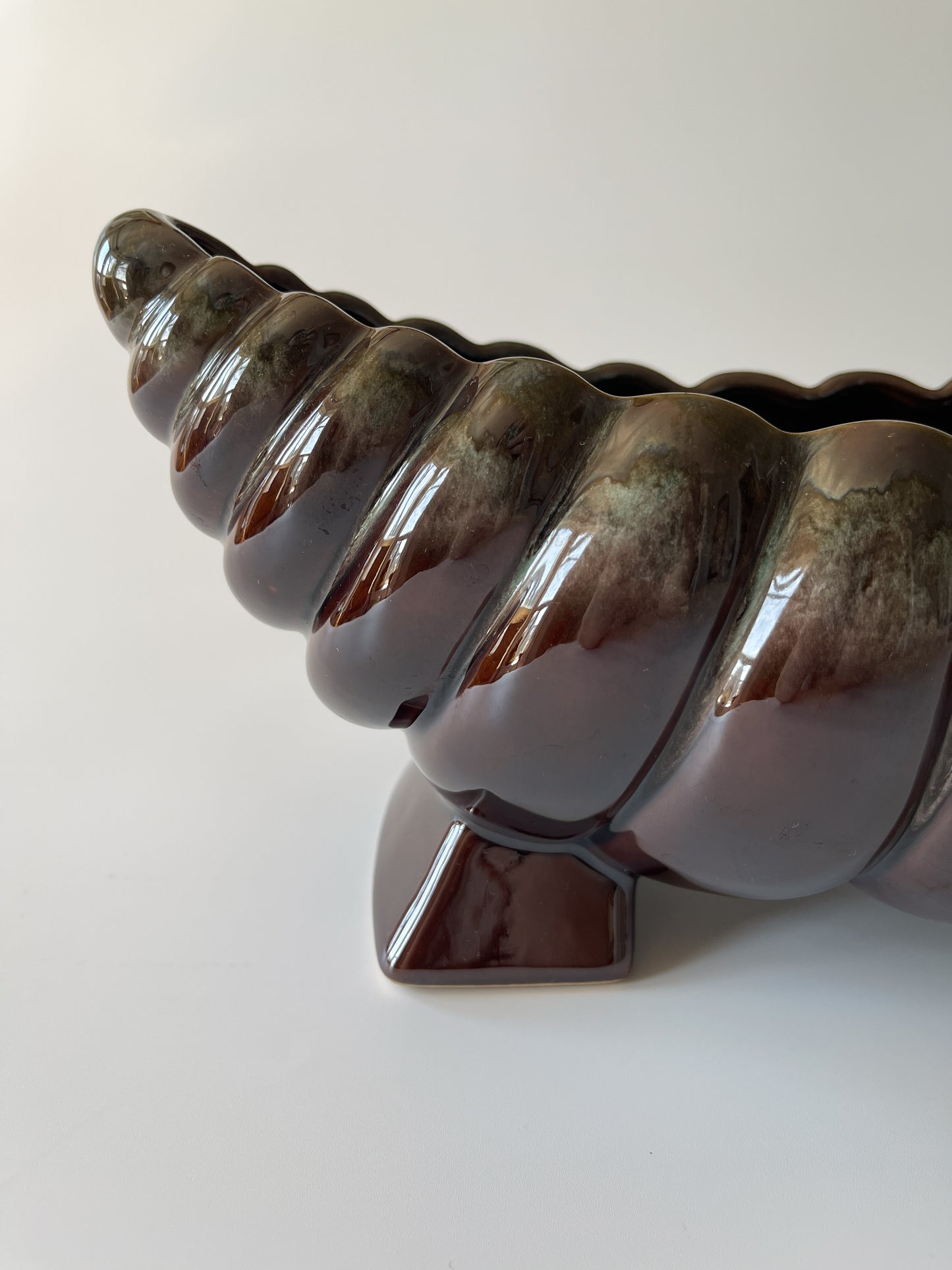 Vintage Organic Modern Footed Mantle Vase