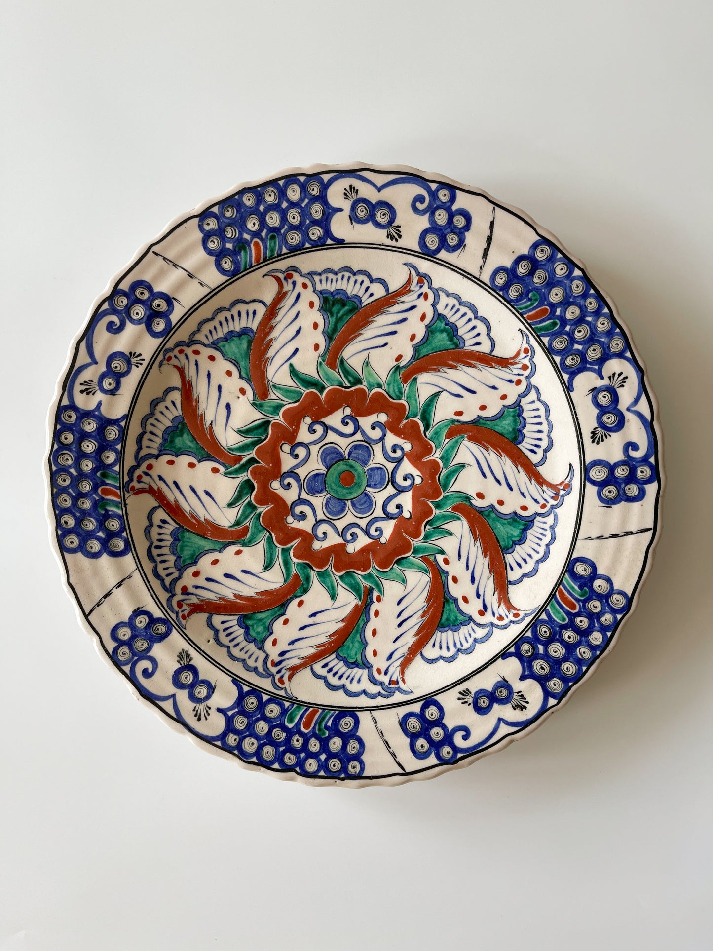 Vintage Greek Icaro Rhodes Iznik-Style Ceramic Charger