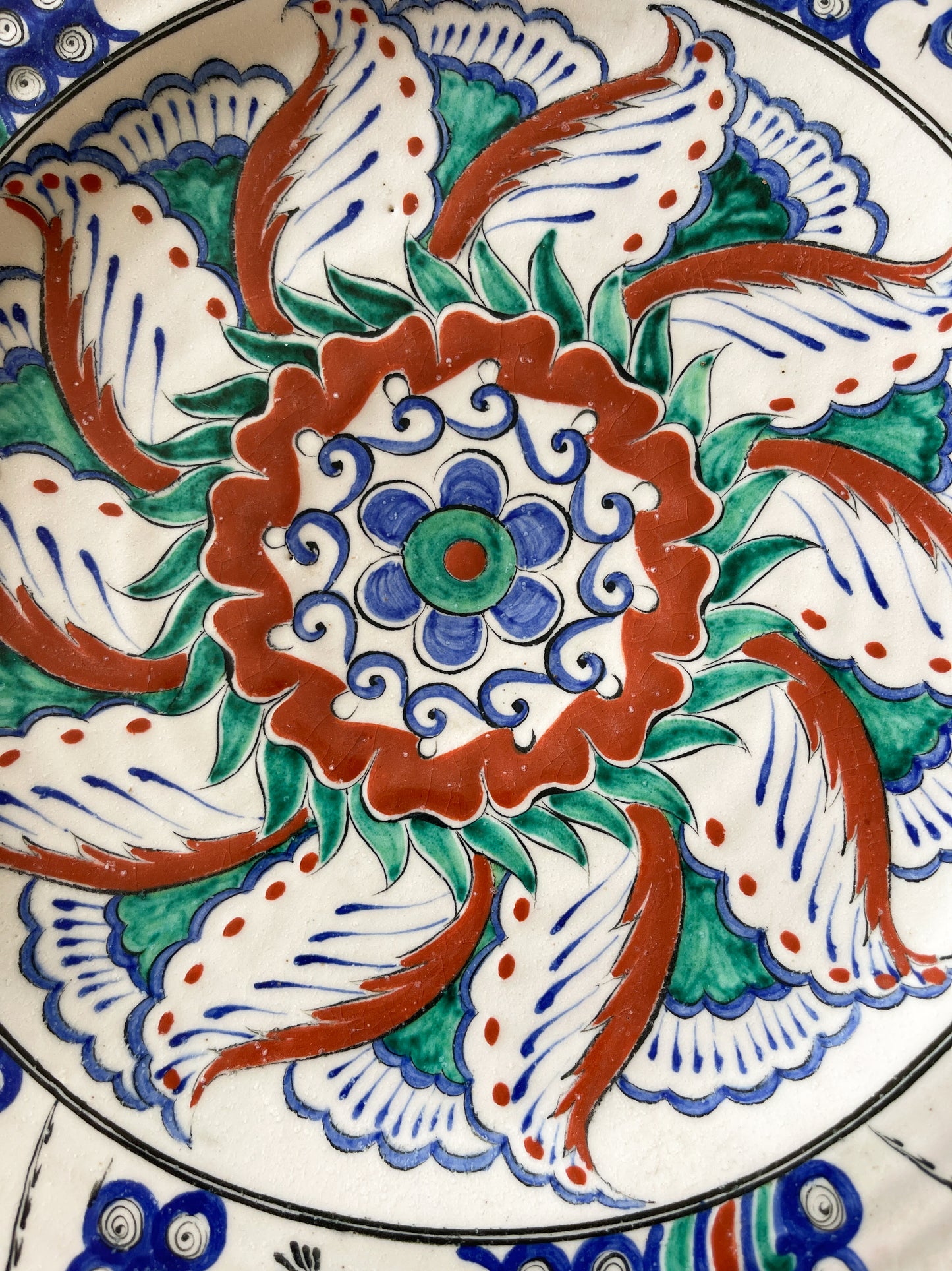 Vintage Greek Icaro Rhodes Iznik-Style Ceramic Charger