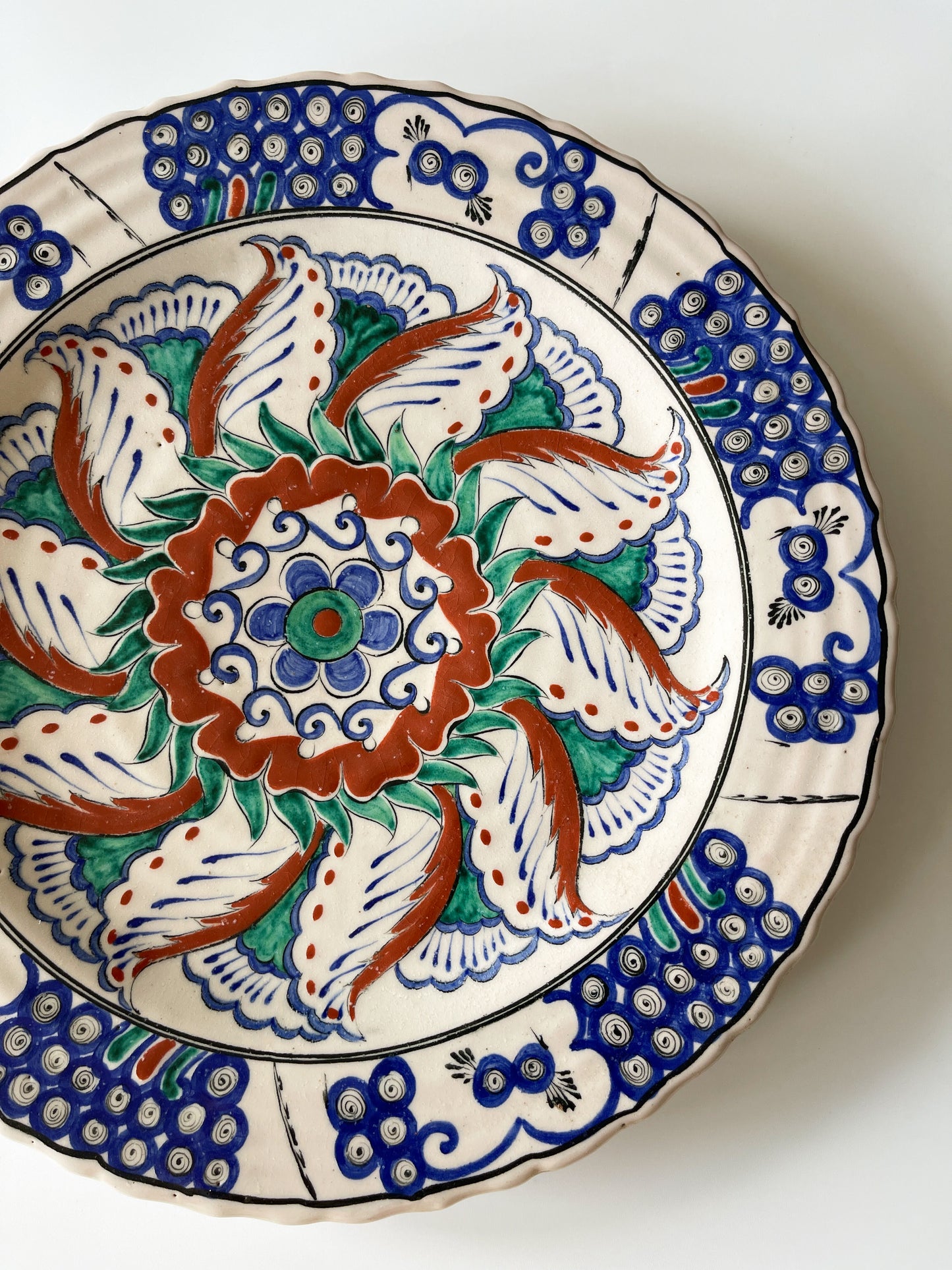 Vintage Greek Icaro Rhodes Iznik-Style Ceramic Charger