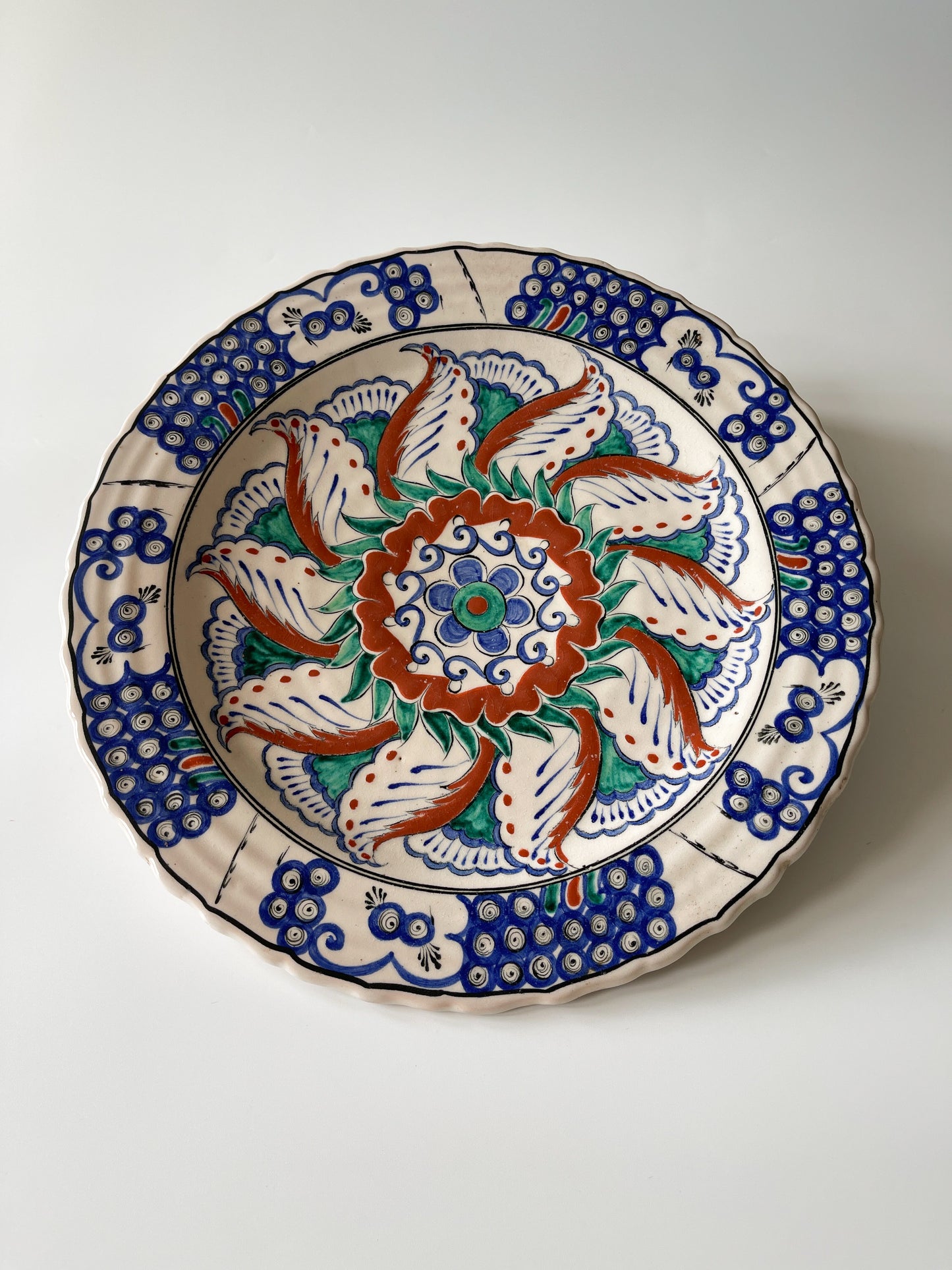 Vintage Greek Icaro Rhodes Iznik-Style Ceramic Charger