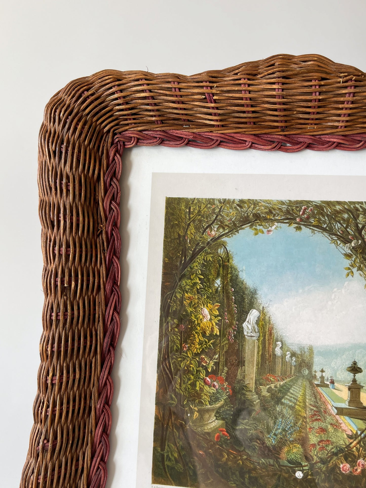 Vintage Large Wicker Tabletop Picture Frame