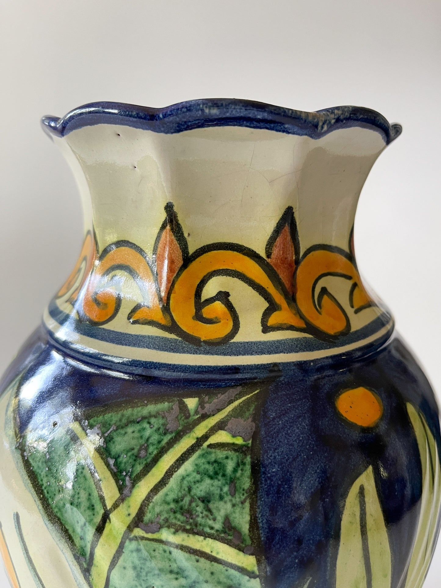 Vintage Large Mexican Talavera Pottery Vase