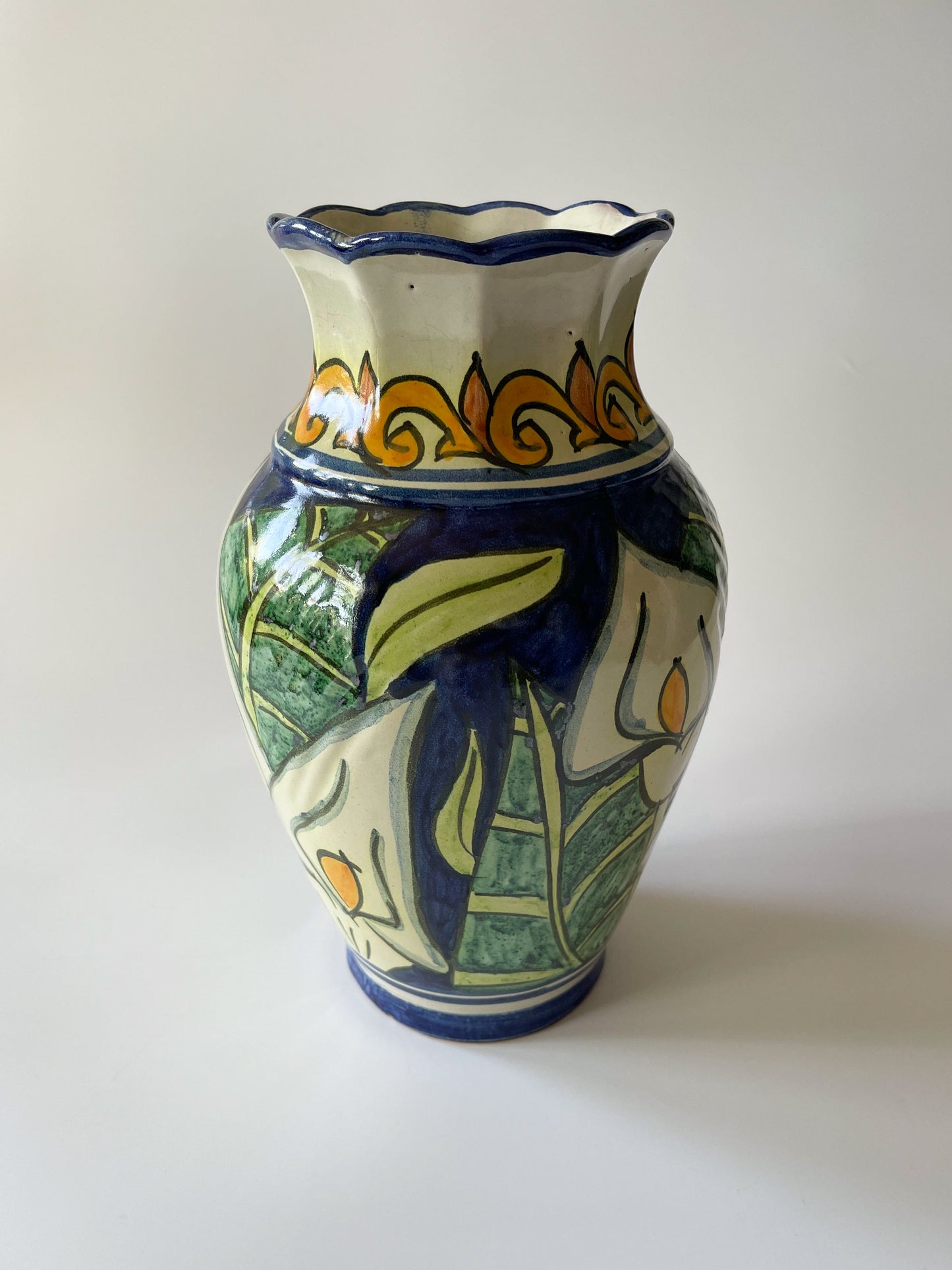 Vintage Large Mexican Talavera Pottery Vase