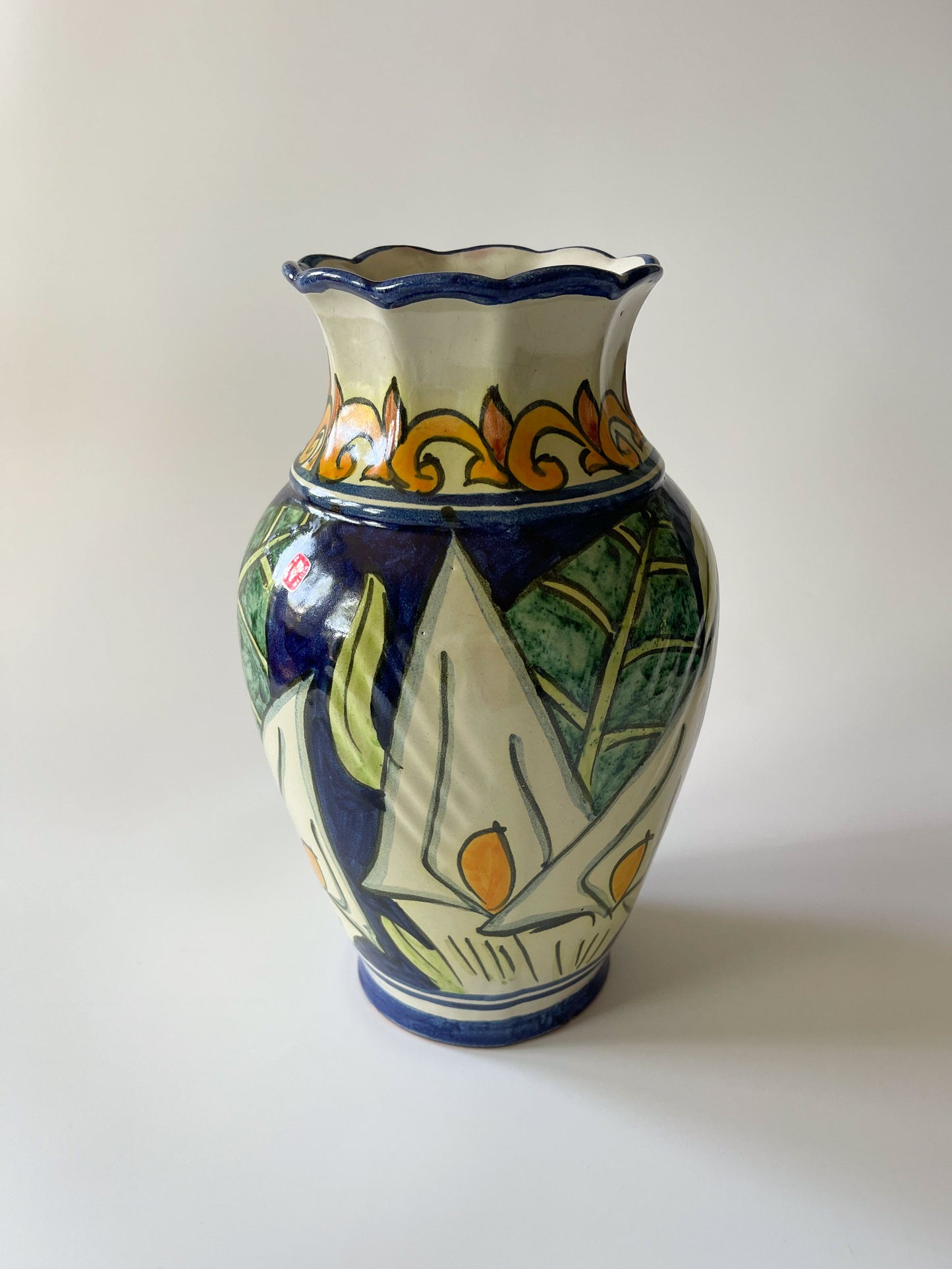 Vintage Large Mexican Talavera Pottery Vase