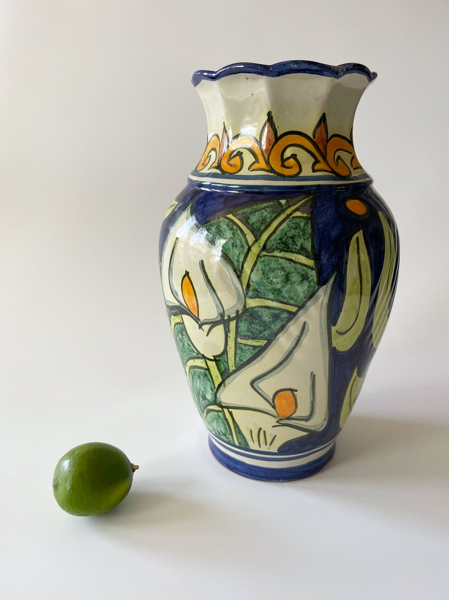 Vintage Large Mexican Talavera Pottery Vase