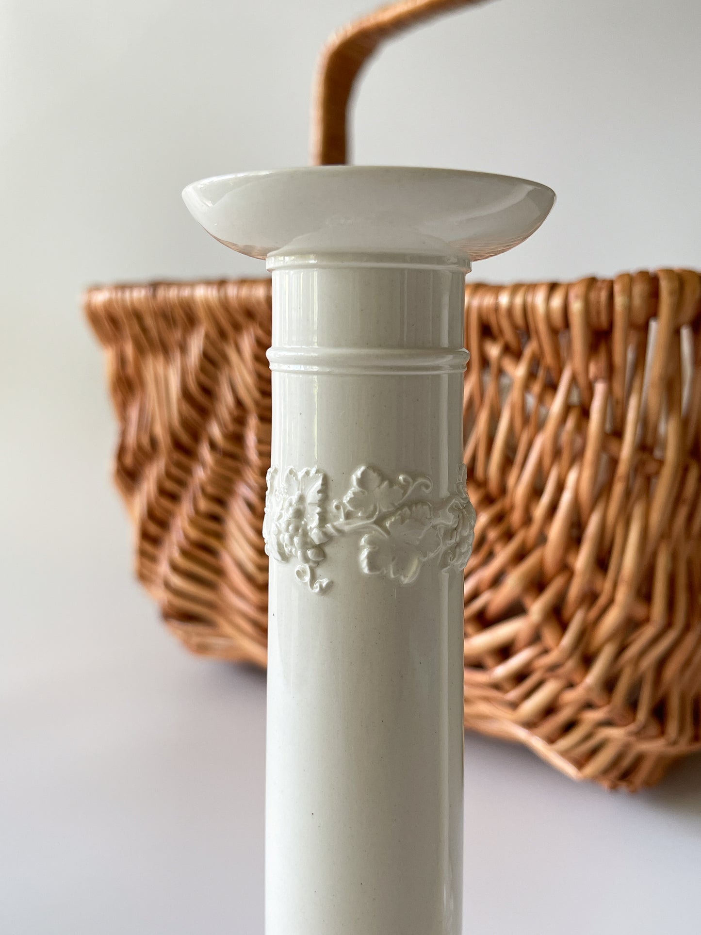 Wedgwood Embossed Queensware Cream Candlesticks