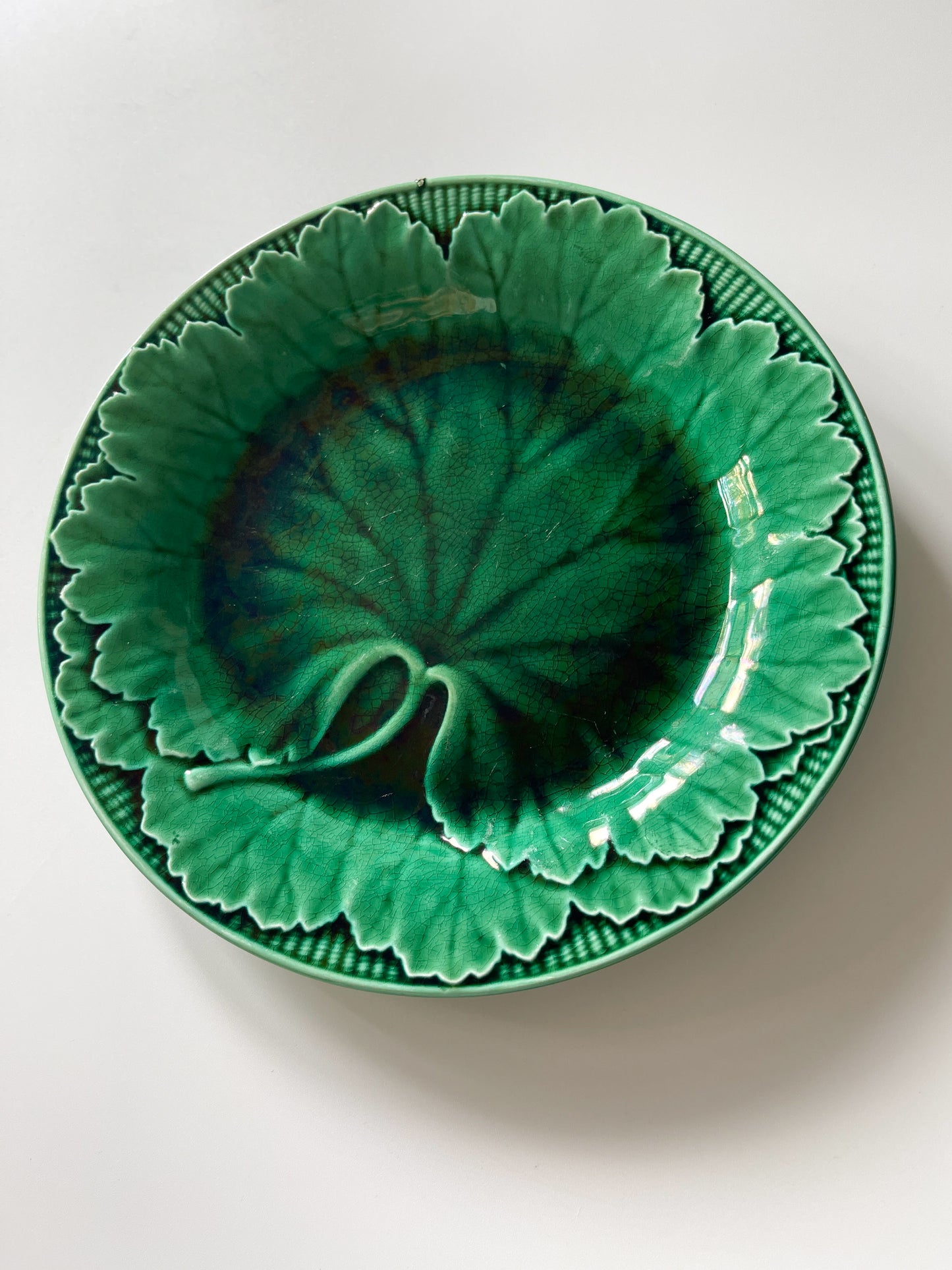 Antique Wedgwood Majolica Cabbage Leaf Plate