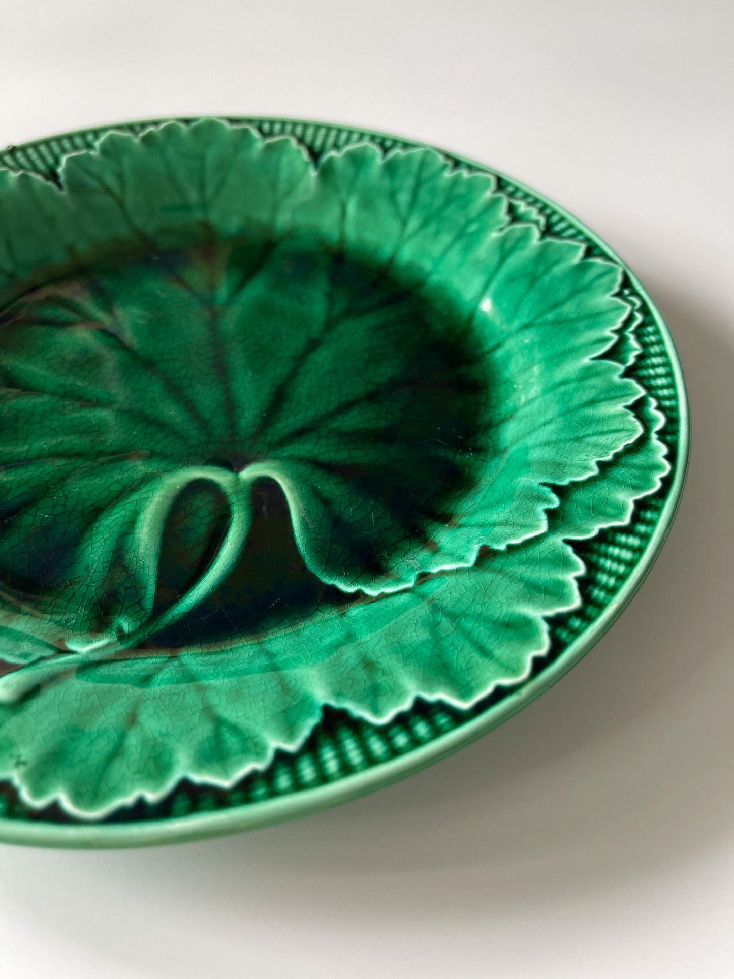 Antique Wedgwood Majolica Cabbage Leaf Plate