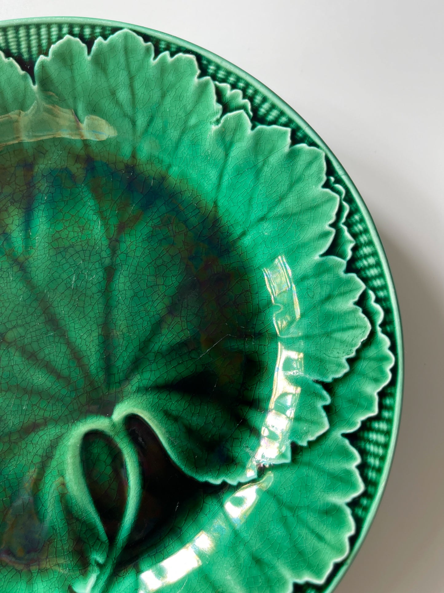 Antique Wedgwood Majolica Cabbage Leaf Plate
