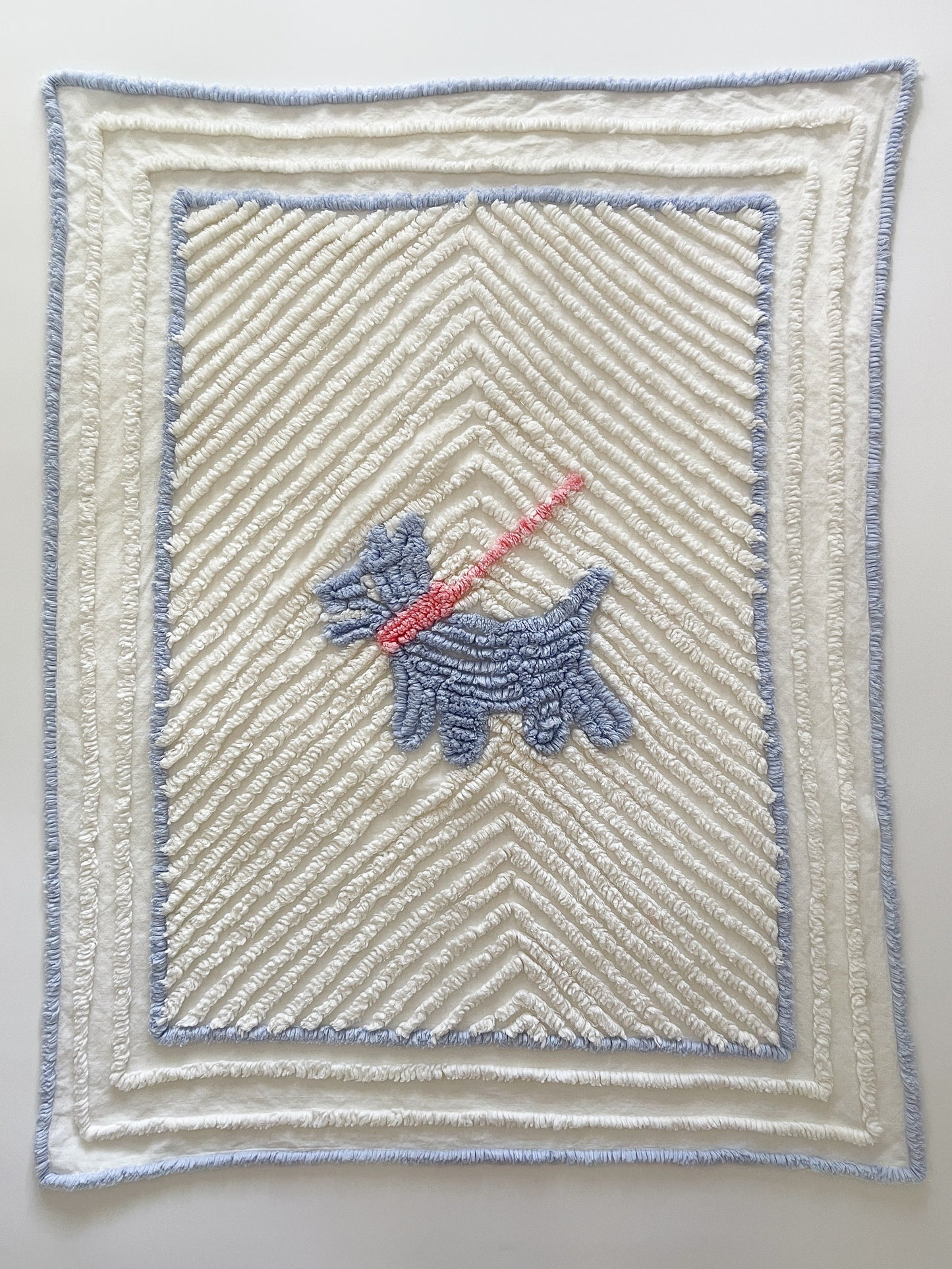 Vintage Scottie Dog Chenille Baby Blanket Bedspread