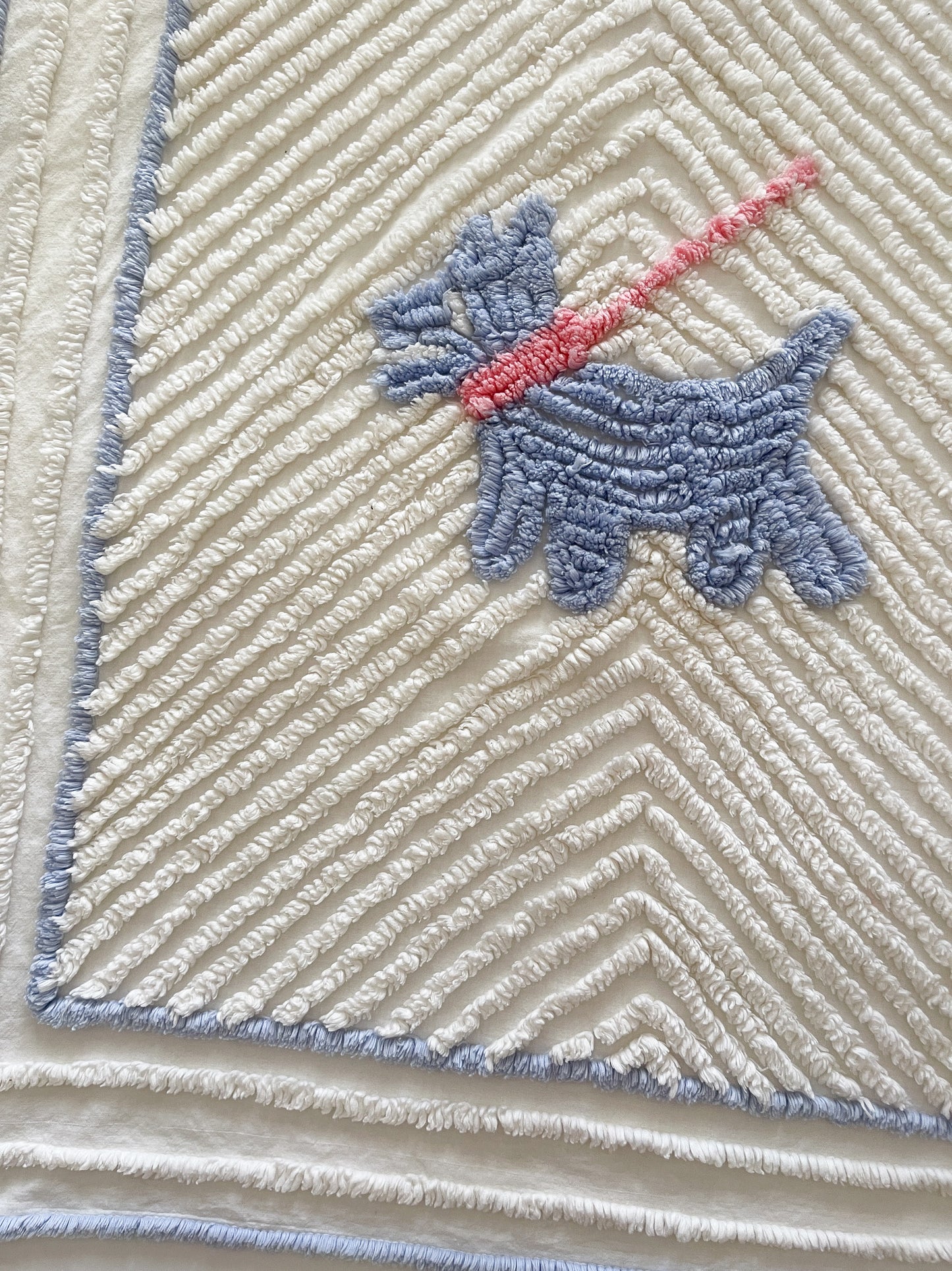 Vintage Scottie Dog Chenille Baby Blanket Bedspread
