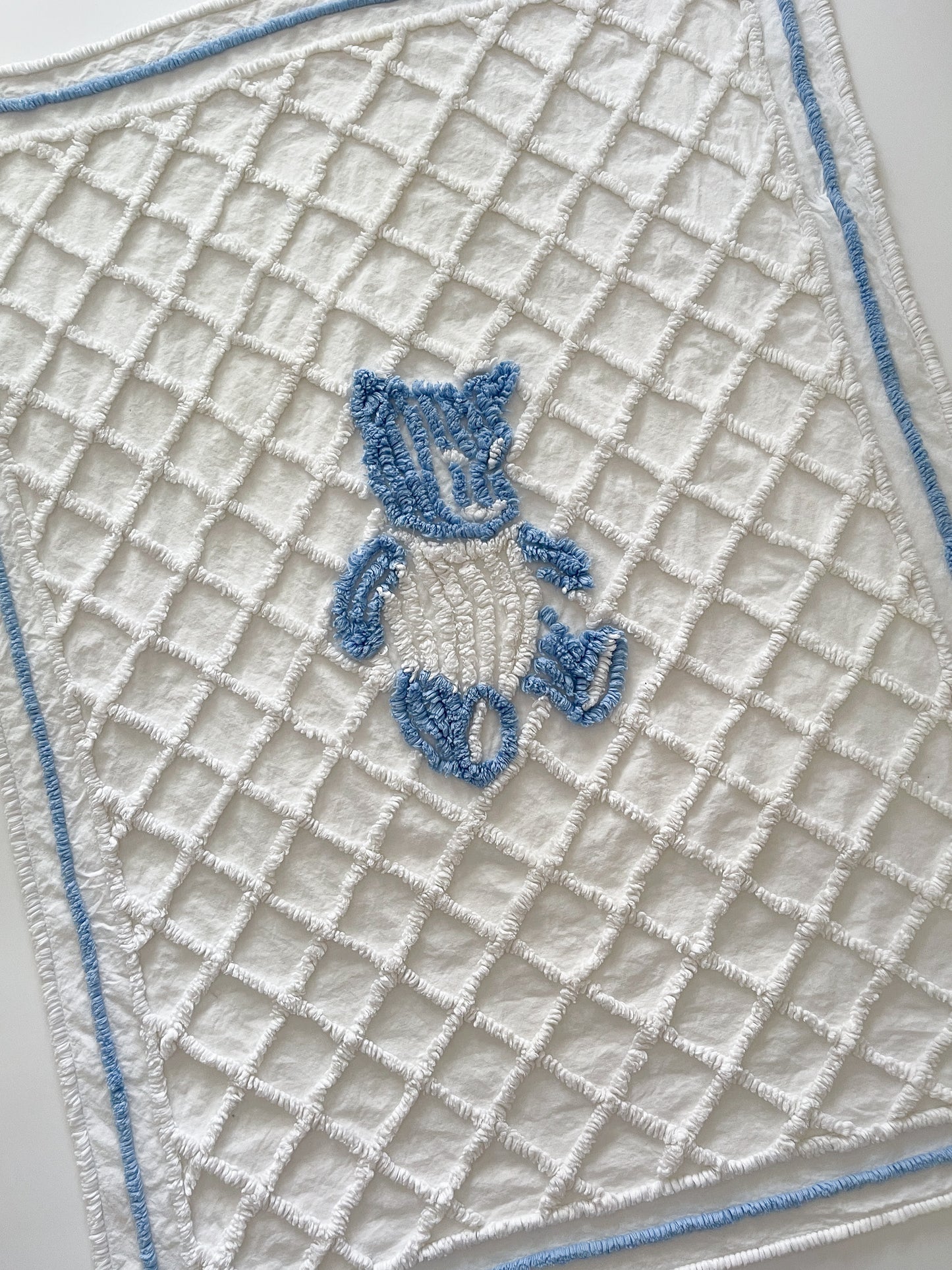 Vintage Chenille Bear Baby Blanket Bedspread