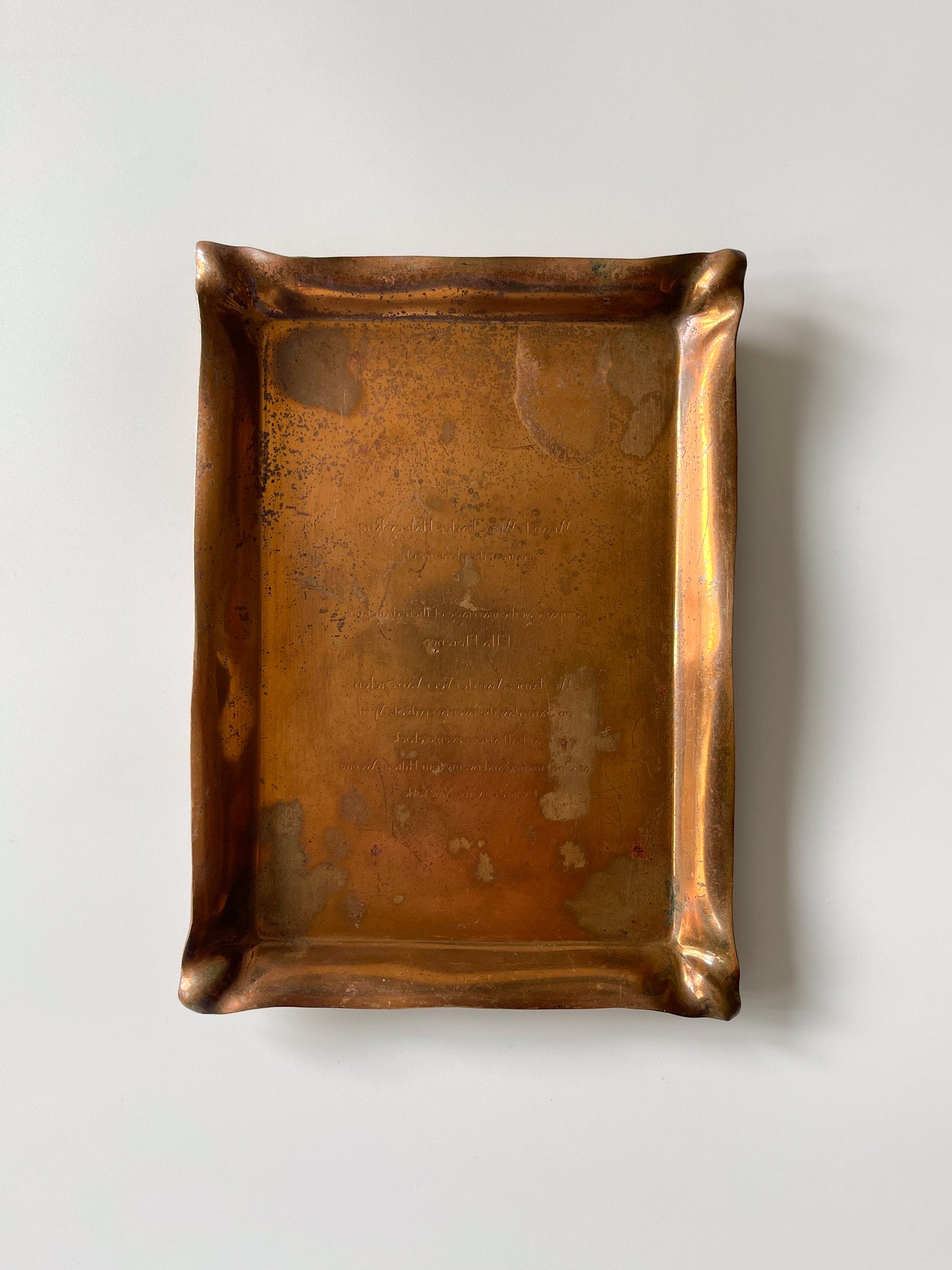 Antique Tiffany & Co. Copper Wedding Invitation Tray / Printing Plate, 1919