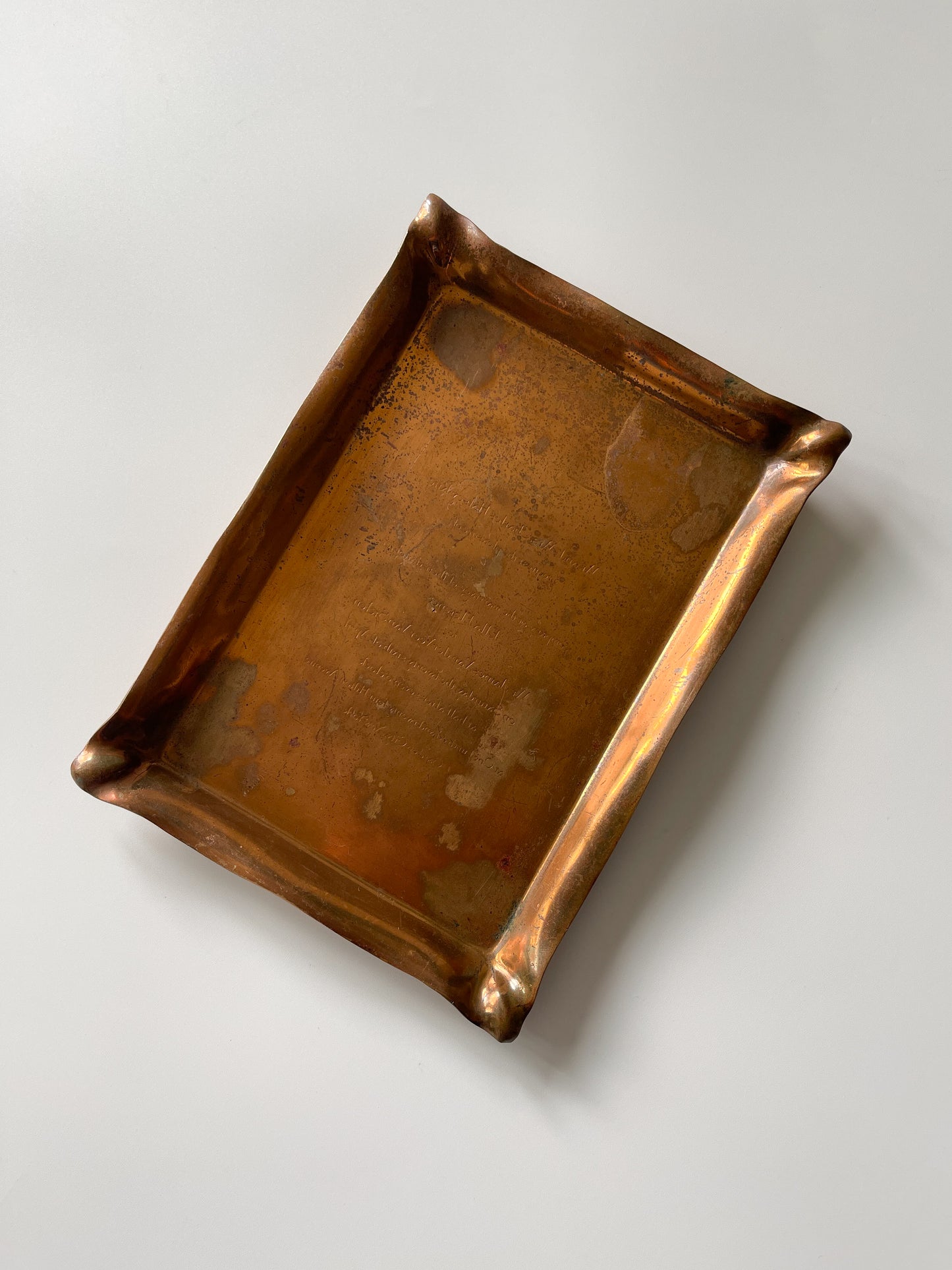 Antique Tiffany & Co. Copper Wedding Invitation Tray / Printing Plate, 1919