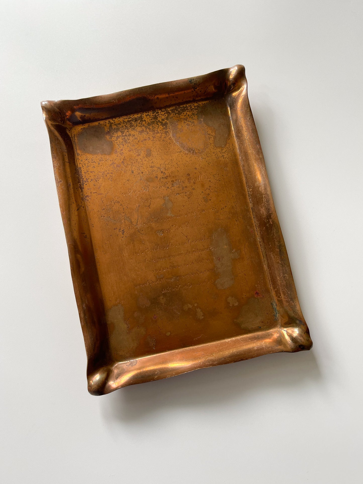 Antique Tiffany & Co. Copper Wedding Invitation Tray / Printing Plate, 1919
