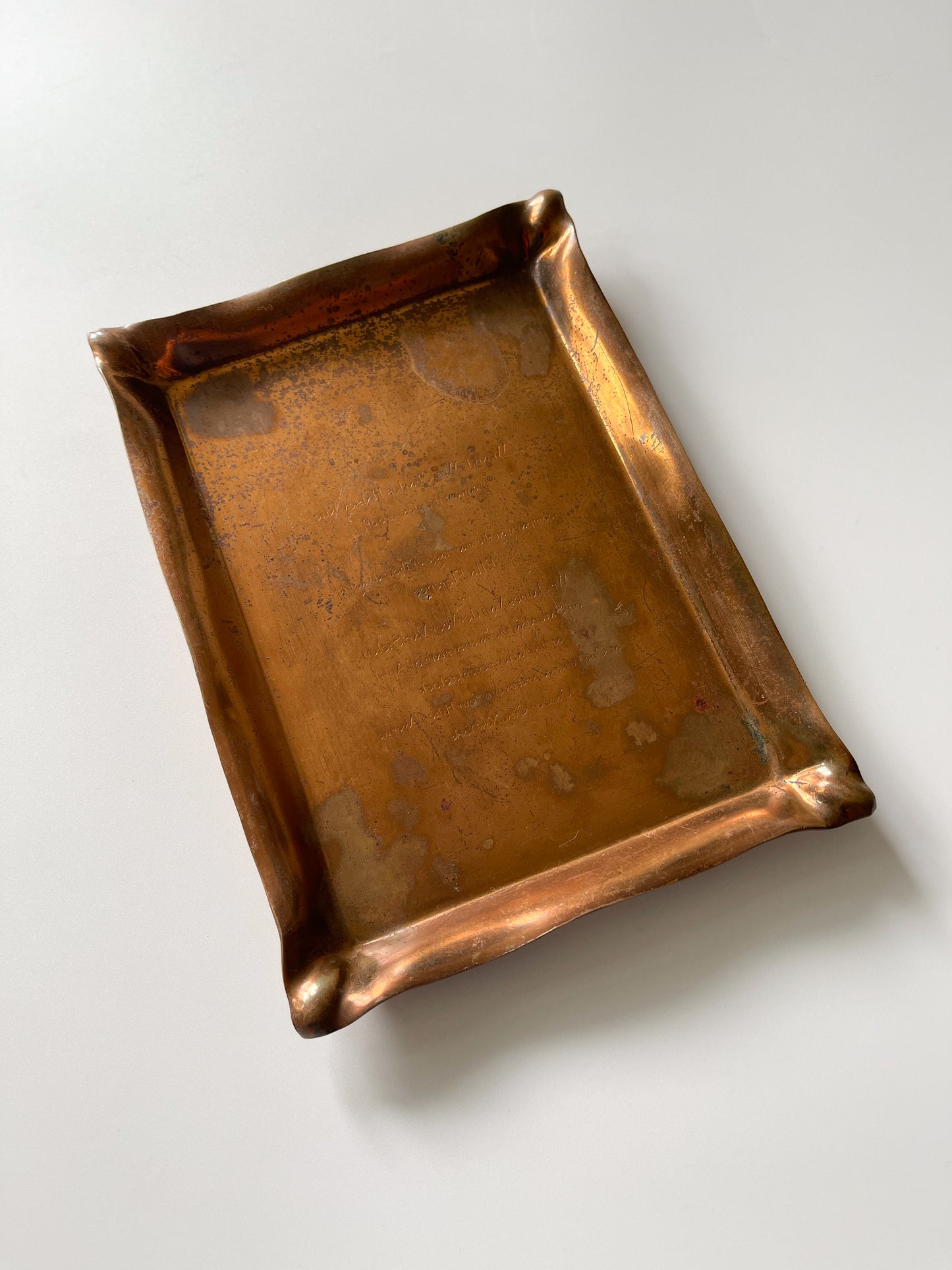 Antique Tiffany & Co. Copper Wedding Invitation Tray / Printing Plate, 1919