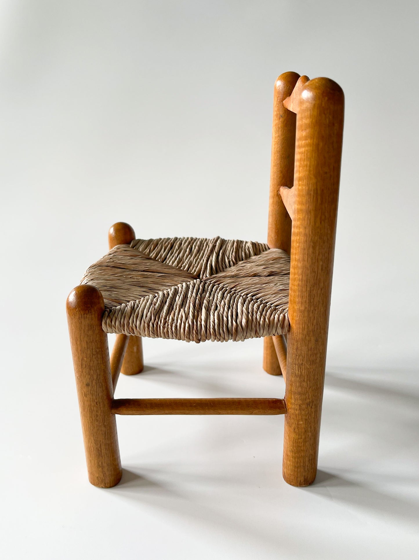 Vintage Miniature Ladder Back Rush Seat Doll Chair